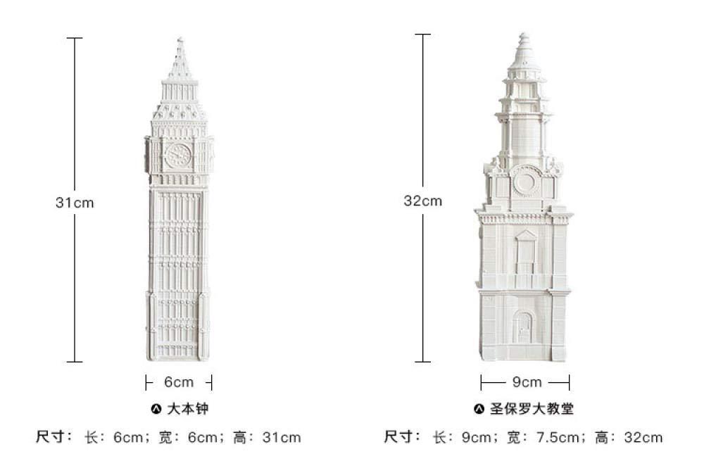 JDHF Christmas Ornaments St Paul Cathedral Home Decoration Sculpture Resin Crafts White Figurines Building Model