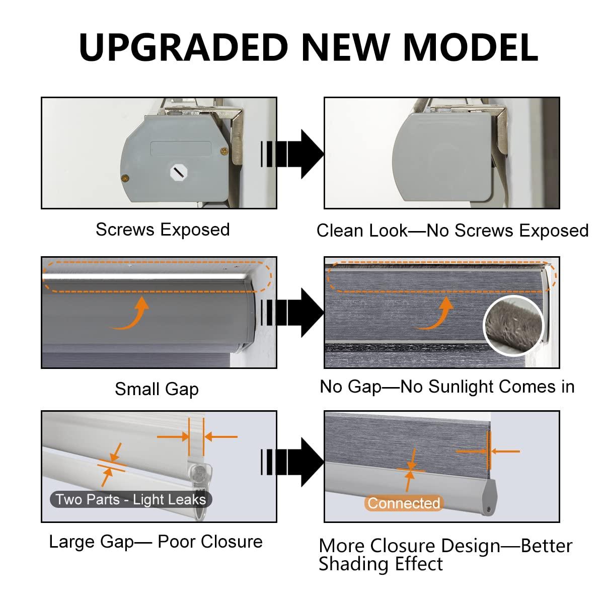 Persilux Persilux Cordless Zebra Blinds for Windows Shades with Jacquard Pattern Dual Layer Room Darkening Sheer Shades Day and Night Roller Shades for Home and Windows, Easy to Install (33.5"W x 72"H, Grey)