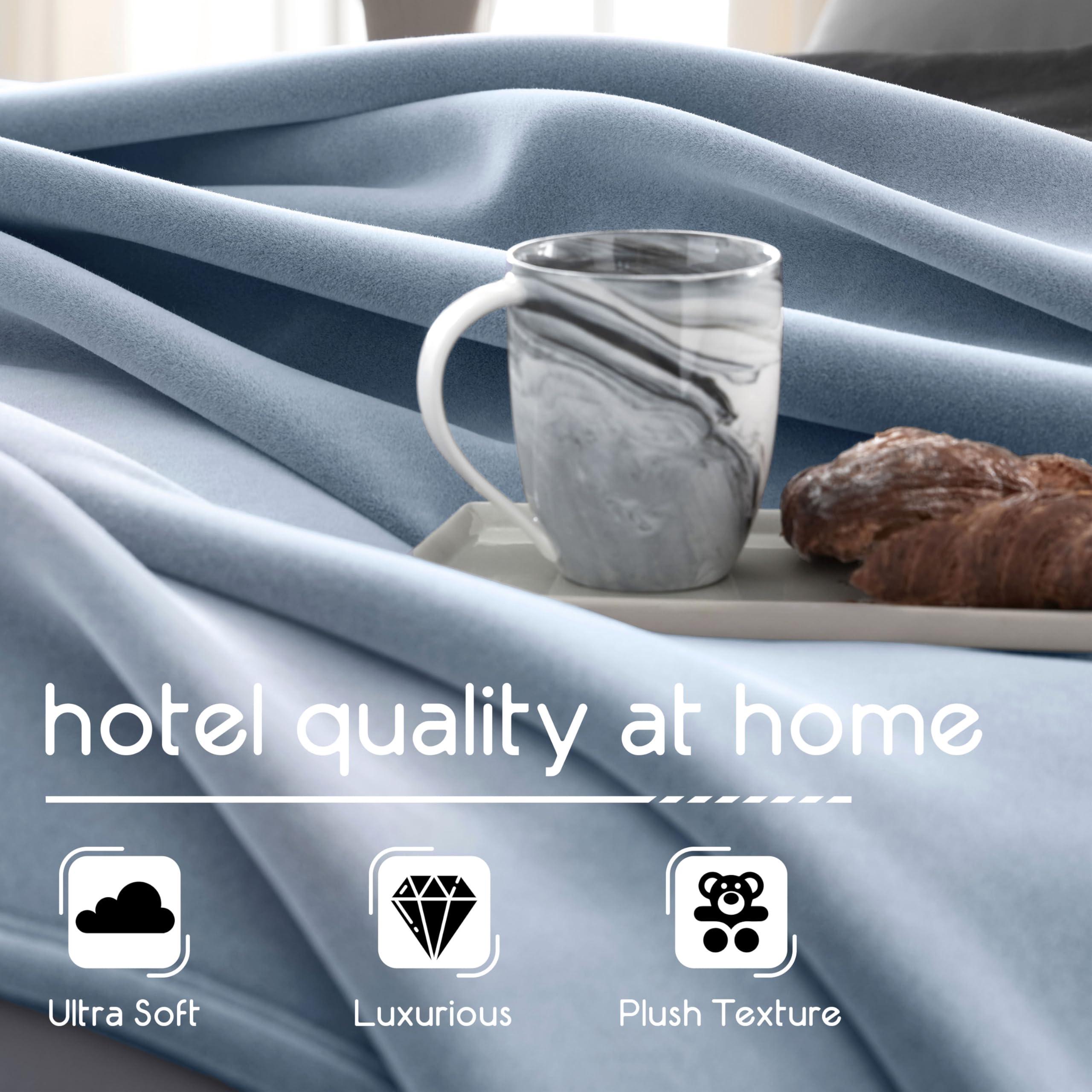 Vellux Vellux 1B07056 Original Insulating Core Hotel Style Solid blanket Machine Washable Soft Cozy Warm Thermal Durable Pet Friendly All Seasons Layering Bed Sofa Blankets, Twin, Blue