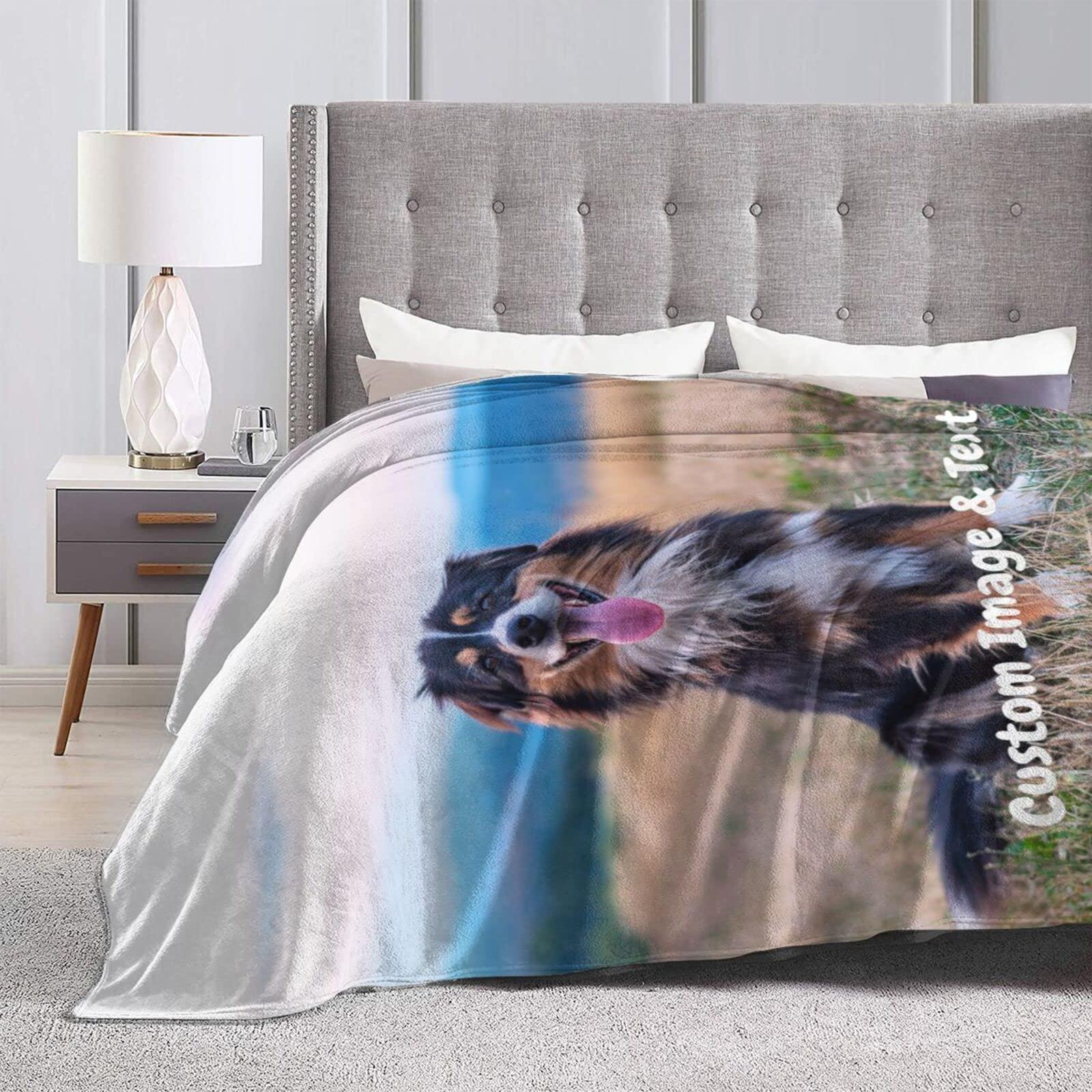 Generic Personalized Photo Blanket Custom Blanket with Picture Photo Text, Customized Throw Blankets, Personalized Gifts for Birthday, Anniversary, Graduation