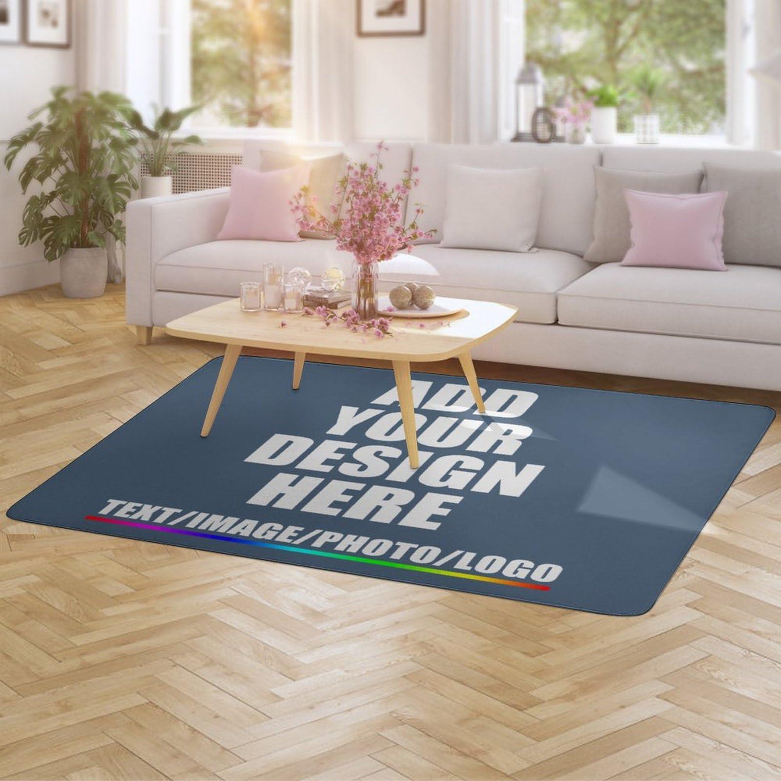 YTEBSIUA Custom Commercial Door Mats Carpet Personalized Logo Text Entryway Rug with Non-Slip Rubber Backing Indoor Doormat 60"x40" Indigo Blue