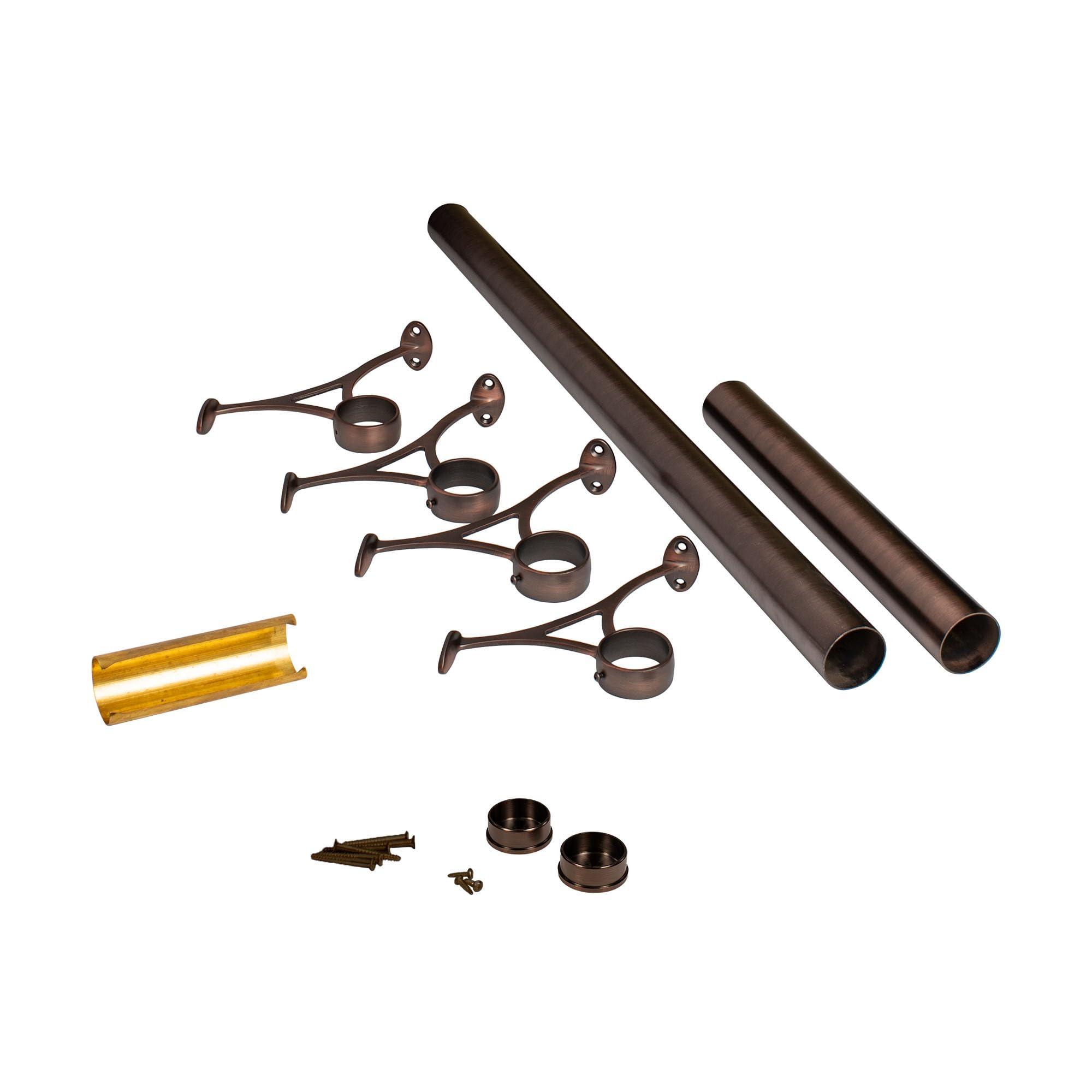 OUTWATER OUTWATER 12\' Bar Foot Rail Kit - Complete Undercounter Mount Hardware and Tubing, Antique Bronze Finish