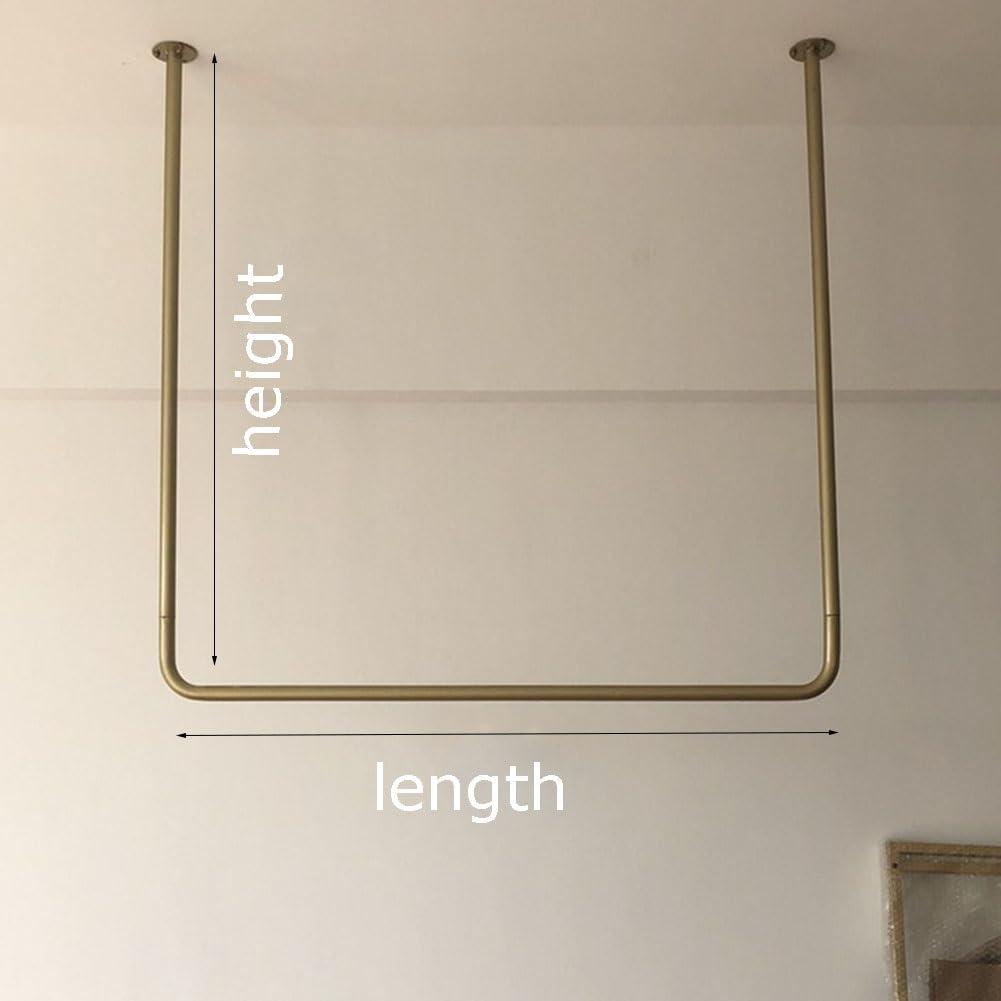 LXHELIVERY LXHELIVERY Clothing Store Suspended Ceiling Metal Display Rack Wall Mounted Garment Rack Hanging Clothes Rack Detachable for Storage Wedding Dress U-Shaped Shelf (Color : Gold, Size : 100x150cm)