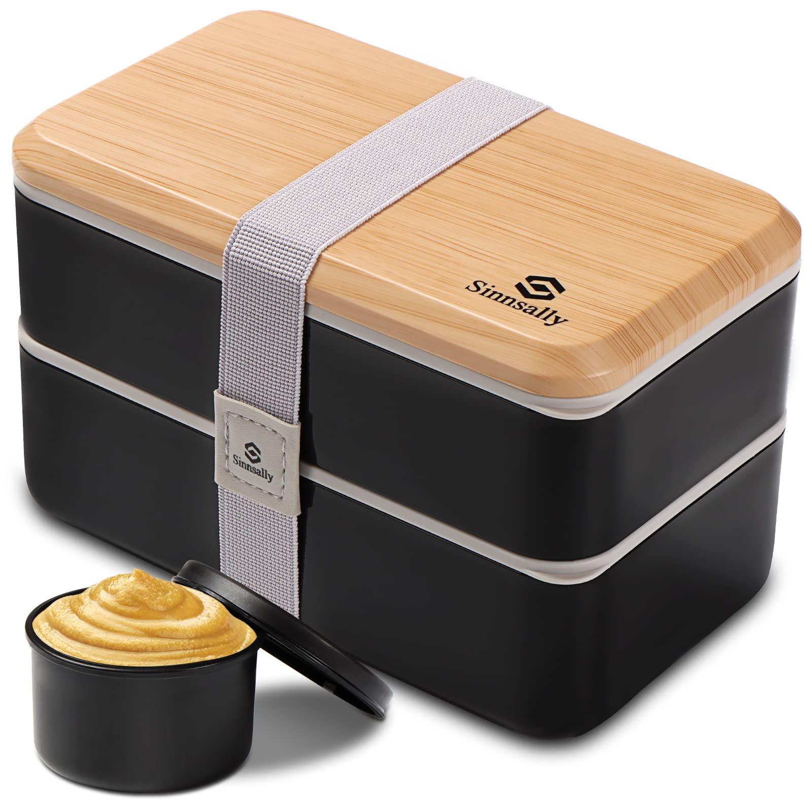 Sinnsally Sinnsally Bento Box Adult Lunch Box with Compartments for Women & Men,(47oz)Stackable Japanese Bento Lunchbox,Rectangle Lunchable Food Container with Utensil Set,Leak-Proof & Microwave/Dishwasher Safe