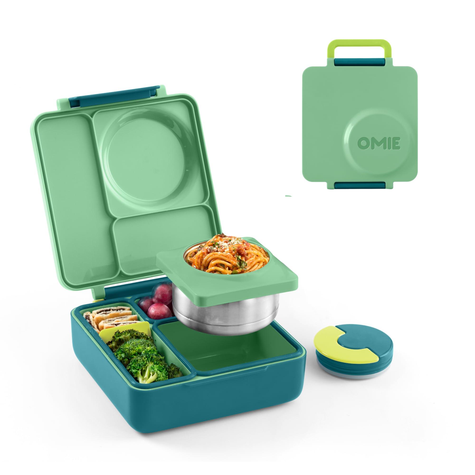 Omie Omie OmieBox Bento Box for Kids - Insulated Lunch Box with Leak Proof Thermos Food Jar - 3 Compartments, 2 Temperature Zones - (Meadow) (Single)