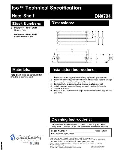 Moen Moen DN0794CH Iso 24-Inch Wide Bathroom Hotel-Style -Towel Shelf with -Towel Bar, Chrome