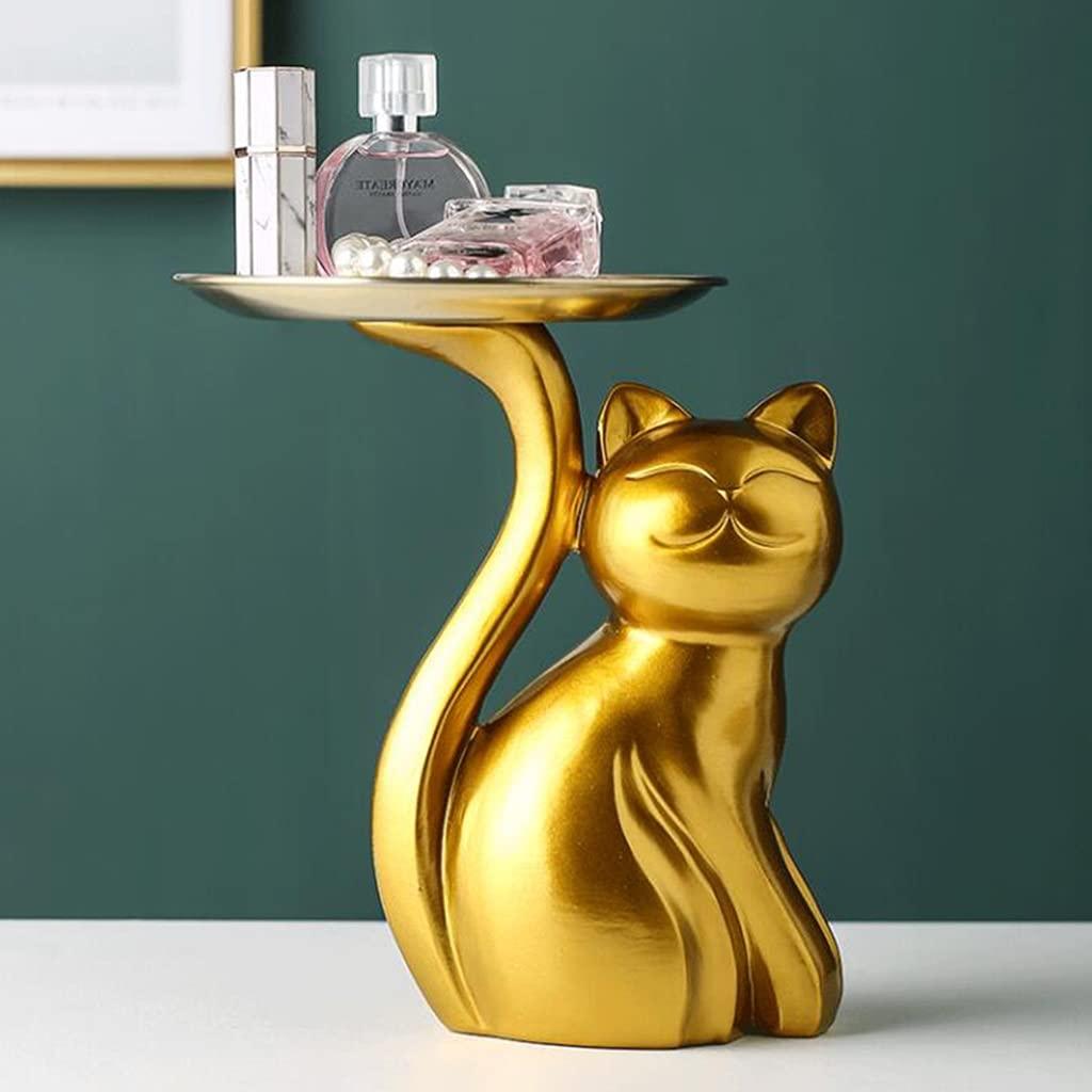 NABEIM Key Tray Holder for Entryway, Decorative Serving Trays for Coffee Table, Large Resin Tray for Home Decor Table Centerpiece for Party Decor Kitchen Storage Trinket Dish (Color : Gold)