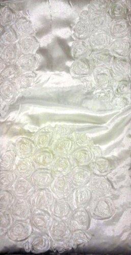 Beatrice Home Fashions Bella Rose Fabric Shower Curtain 70Wx72L White