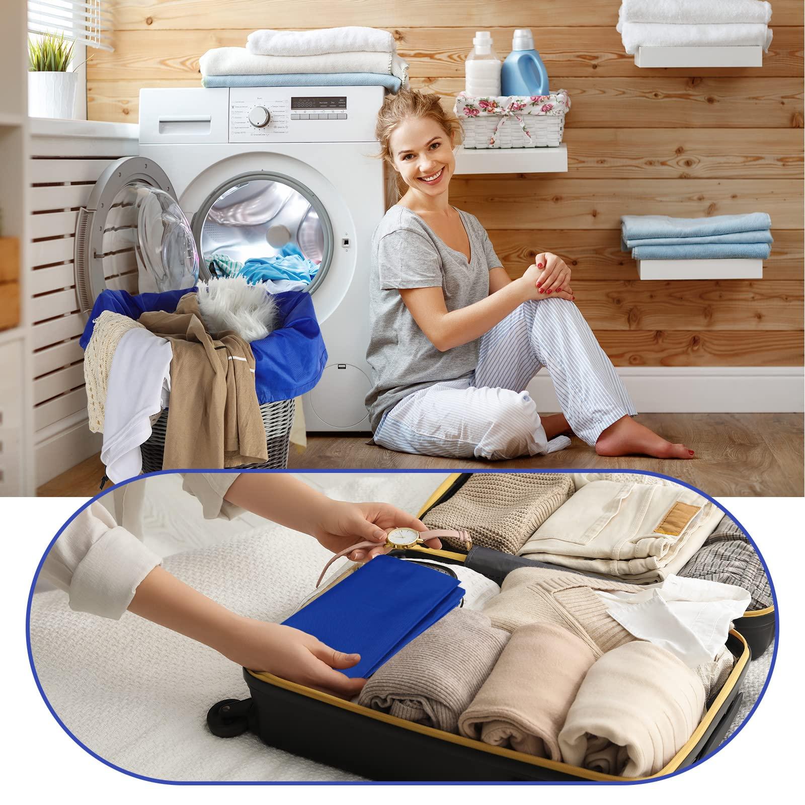 Woanger Woanger 12 Pack Extra Large Laundry Bag Bulk 28 x 45 Inch Washable Travel Laundry Bag with Drawstring Fit Hamper Basket heavy duty Laundry Bags for college, dorm Home Camping(Blue)