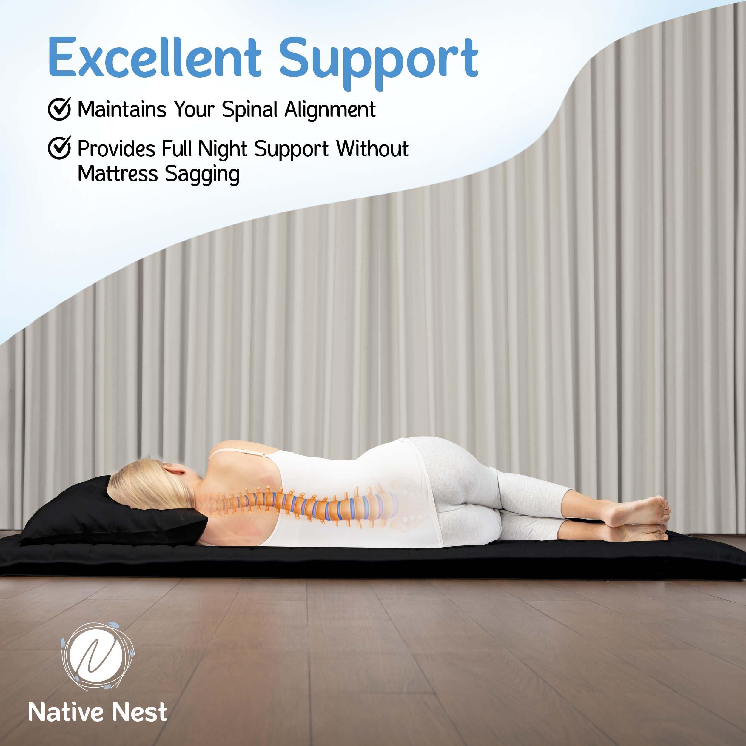 Native Nest Native Nest Japanese Futon Floor Mattress - Medium Firm Futon Mattress for Sleeping - Shikibuton - Foldable and Portable Japanese Bed (Black, Twin)