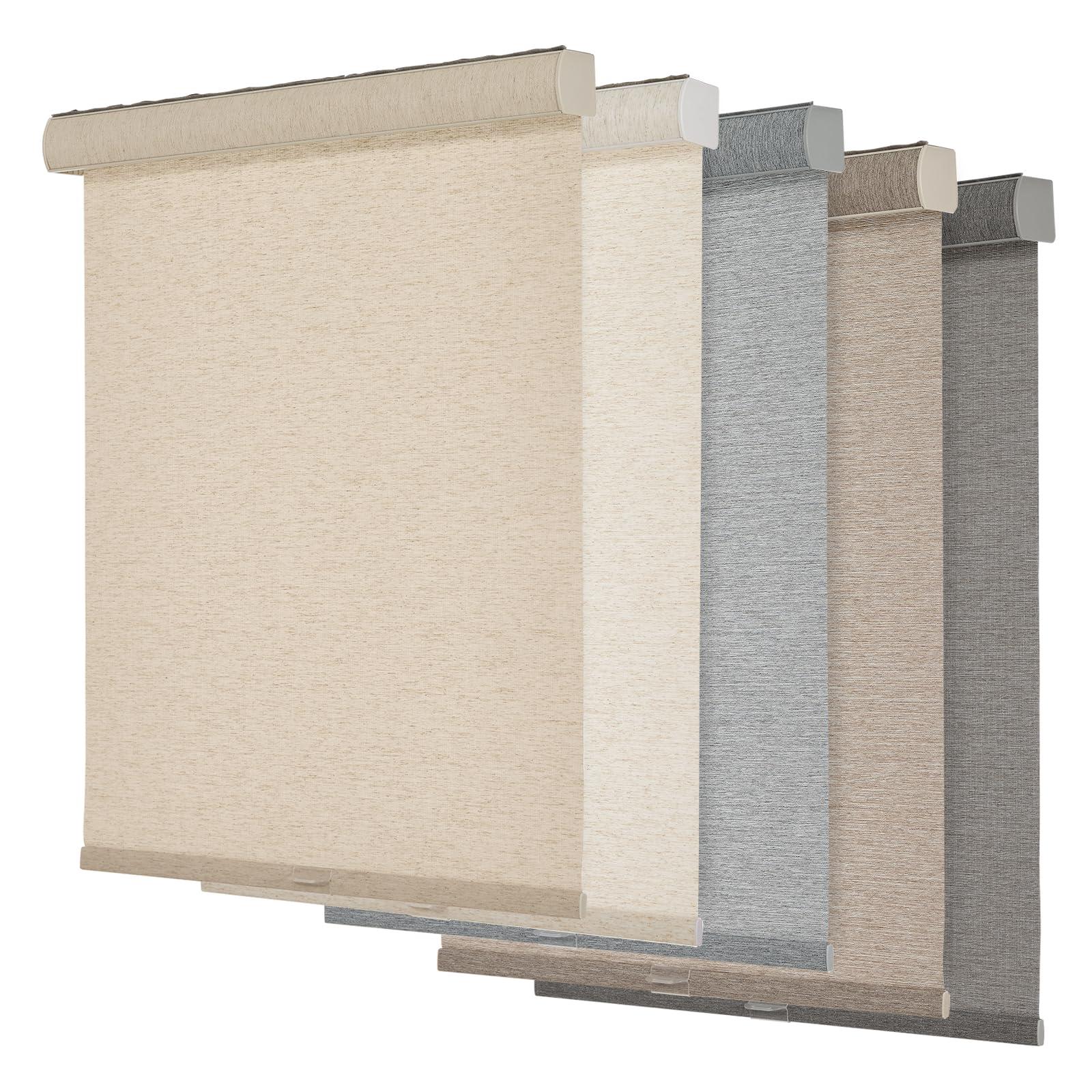 Persilux Persilux Light Filtering Roller Shades for Windows,Cordless,Linen Fabric,Roller Blinds,Thermal Insulated Fabric UV Protection Shades for Home,Office,Bedroom,door,Light Filtering-beige,30" W X 56" H