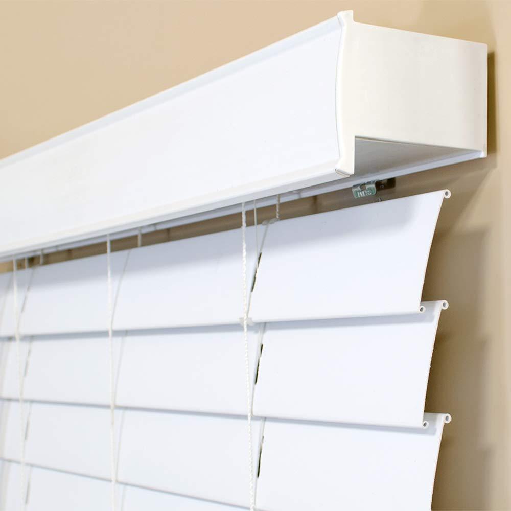 Lumino 2 Inch Cordless Room Darkening Faux Wood Blind - 68.75" W x 72" L - White, Over 1,000 Custom Sizes Starting at 18.97, Inside or Outside Mount, Venetian Shades for Interior Windows by Lumino