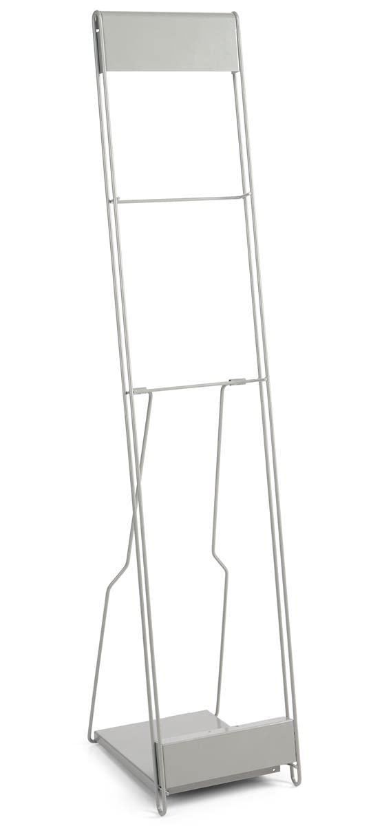 Displays2go Portable Literature Stand with 10 Pockets for 8.5x11 Magazines, Carrying Bag Included, 54\"h Floor-Standing Magazine Rack with Tiered Design, Steel (Silver)