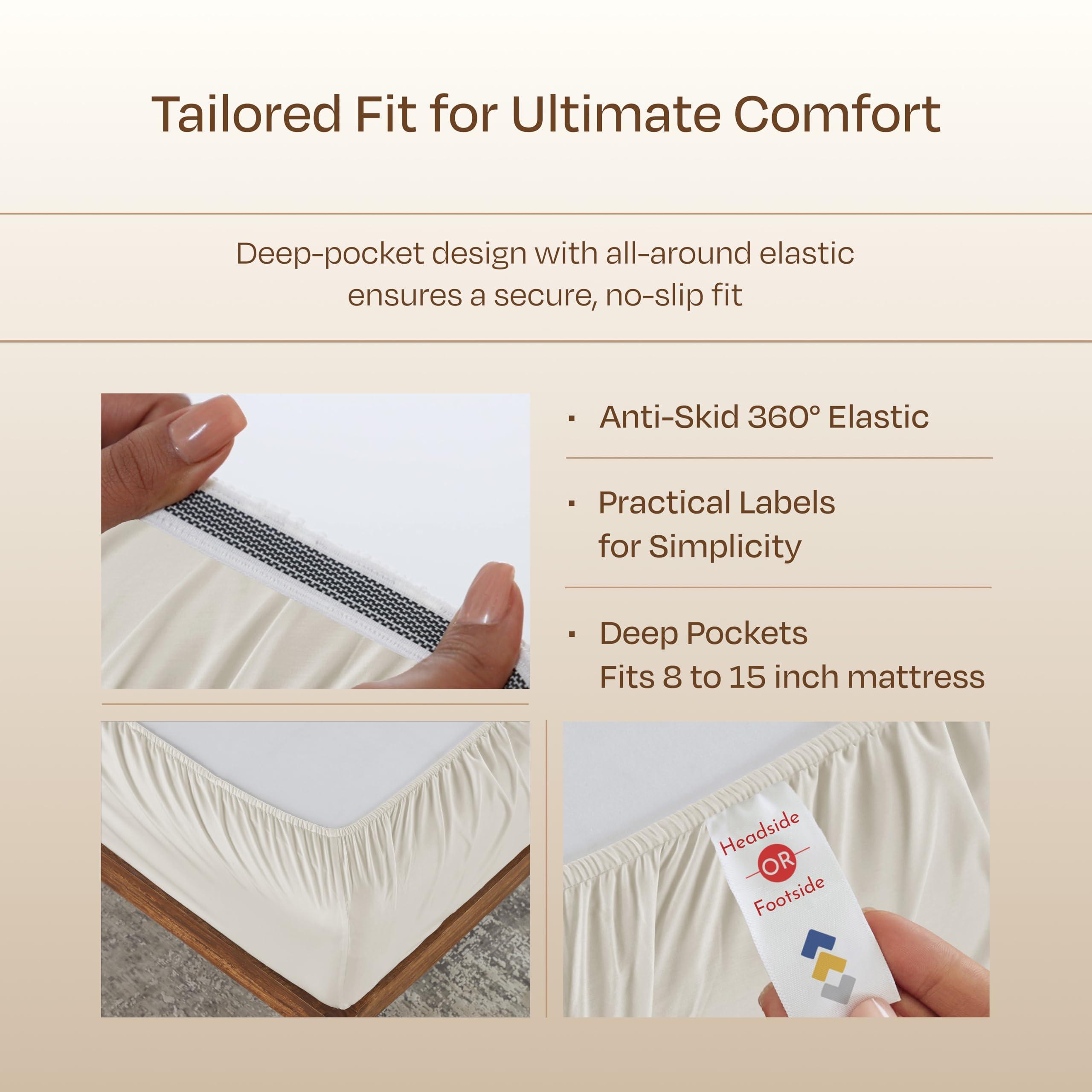 California Design Den California Design Den Luxury Split King Sheets Sets for Adjustable Bed -Buttery Soft 800 Thread Count 100% Cotton Set -Beats Fake Egyptian Claims,Bedding Set with Durable Twin XL Fitted Sheets (Ivory)