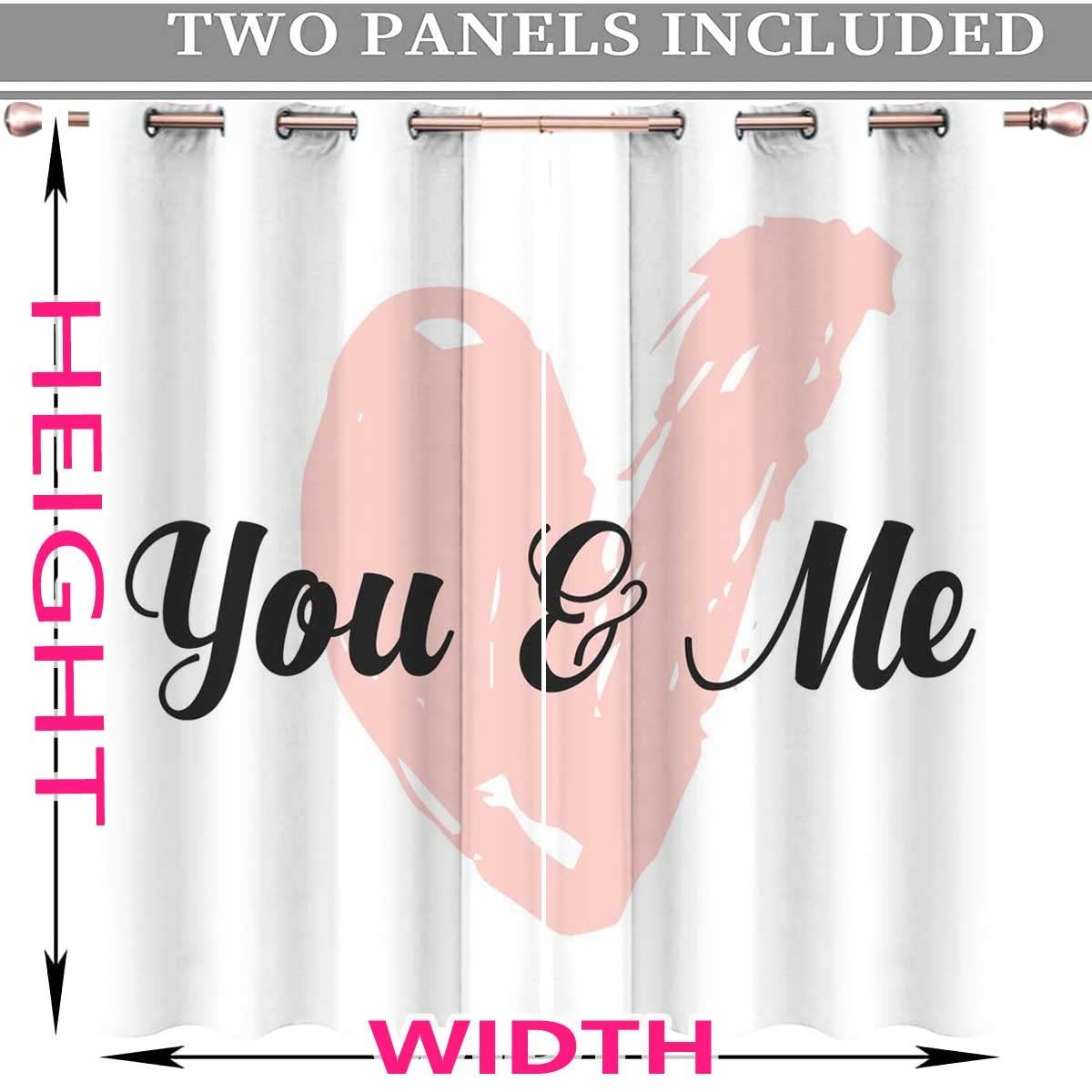 HomeLoft Basics Pink Cortinas para Sala Elegantes Modernas 2 Panels Love Lover Couple Heart Farmhouse Curtains Dining (W) 85 X (H) 108 Inches