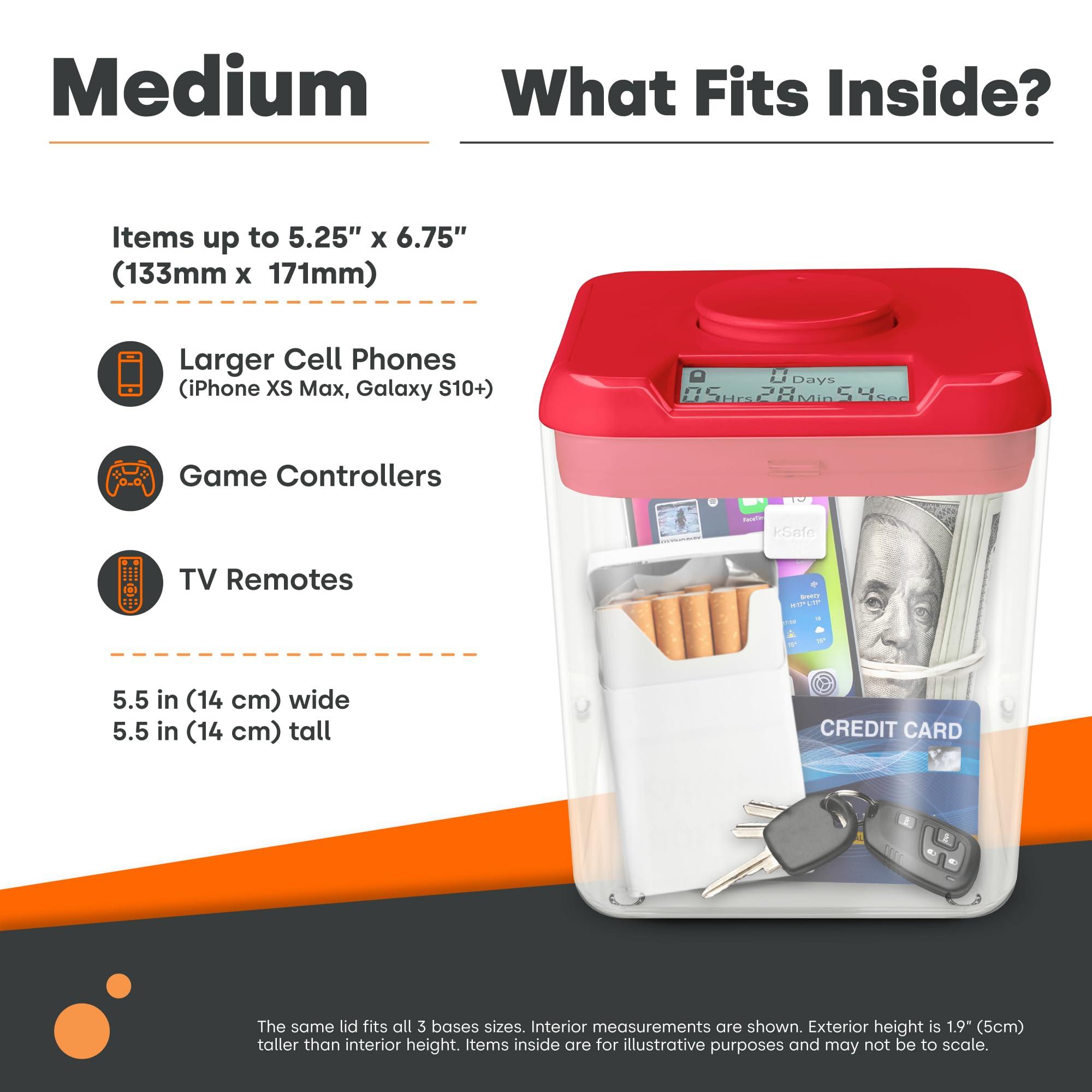 Kitchen Safe Kitchen Safe Time Locking Container (Medium), Timed Lock Box for Cell Phones, Snacks, and other unwanted temptations (Blue Lid + 5.5 White Base with Access Port)