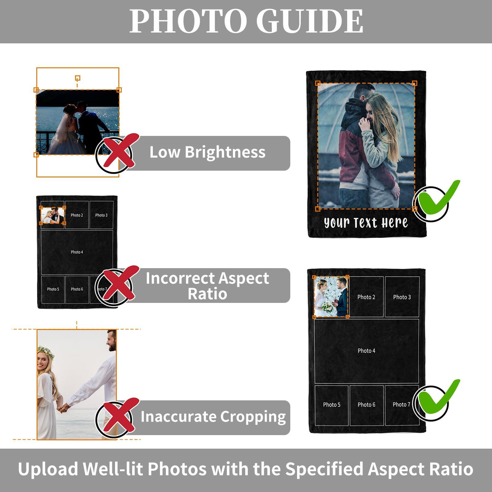 Takezuaa Custom Blanket With Pictures Texts-Personalised Photo Blanket Flannel Personalized Throw Blanket With Your Own Pictures Custom Blanket with Photo Collages For Family Birthday Wedding Gift(3 pictures)