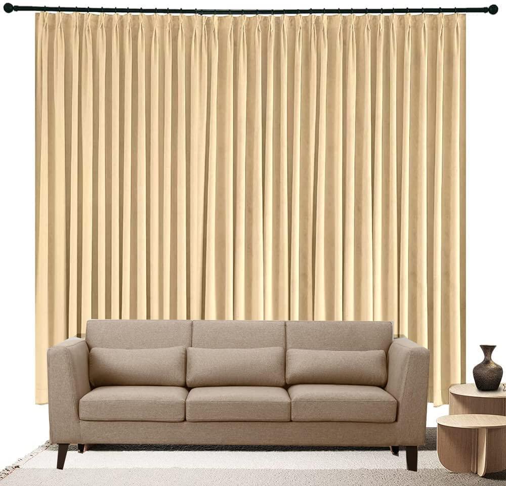 Sky Wave Double Pinch Pleated Blackout Curtains for Bedroom and Living Room with Perfect Size and Very Easy Hanging via Hooks.(Beige 84 Inch Wide by 120 Inch Long- 1 Panel.)