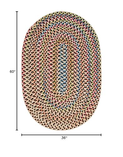 Super Area Rugs Super Area Rugs Roxbury American Made Braided Rug for Indoor Outdoor Spaces, Charcoal/Natural Multi, 3' X 5' Oval