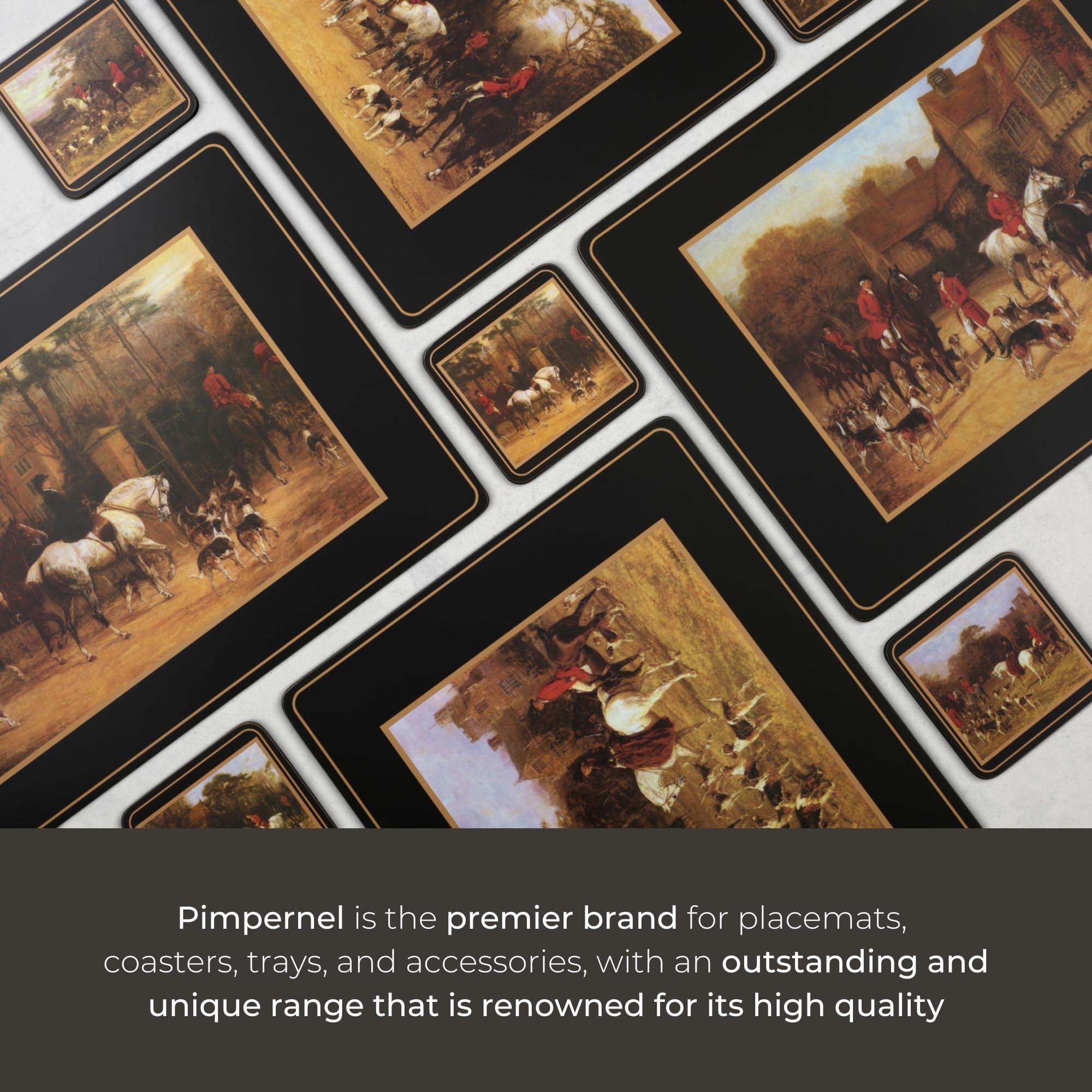 Pimpernel Pimpernel Tally Ho Collection Placemats | Set of 4 | Heat Resistant Mats | Cork-Backed Board | Hard Placemat Set for Dining Table | Measures 15.7” x 11.7”