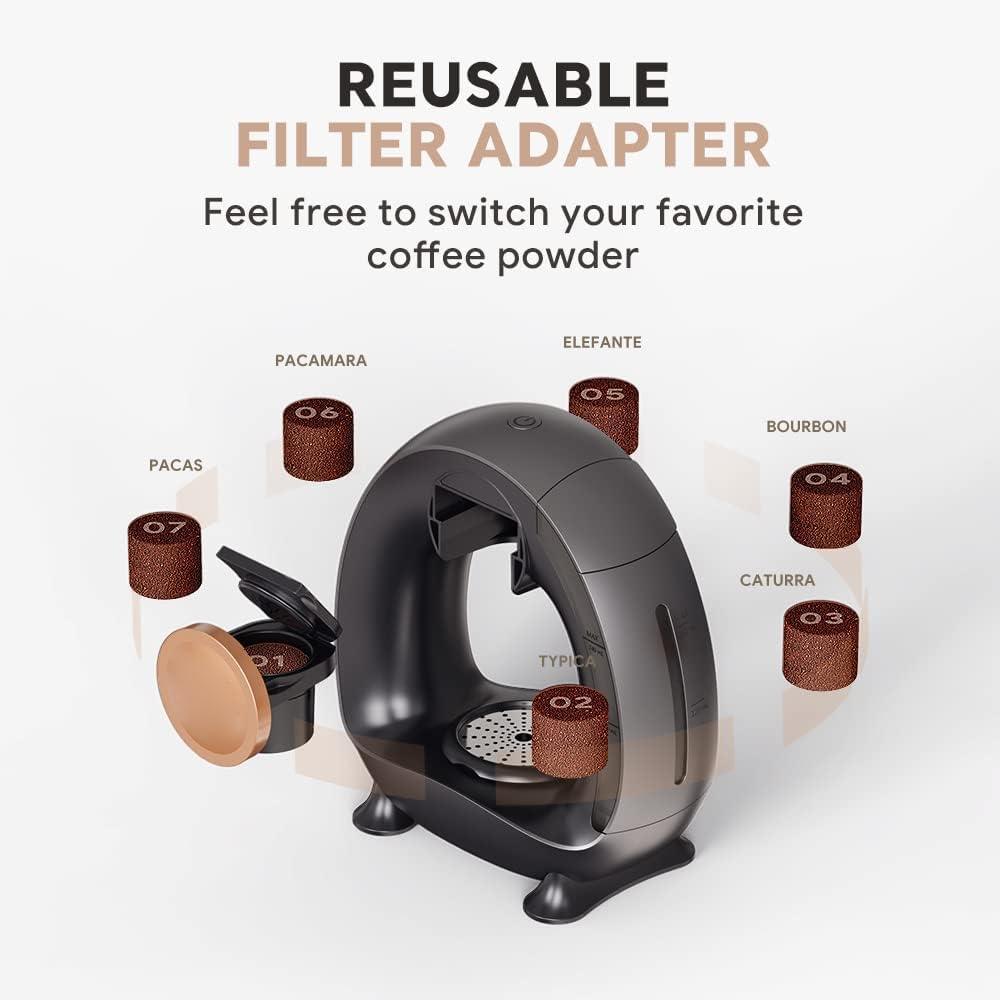 BENFUCHEN BENFUCHEN Single Serve Coffee Maker for K Cup/Ground Coffee, MINI Q Americano 2 in 1 Coffee Brewer One Cup Coffee/Tea Maker With Two Adapter, 4-8 oz Brew Sizes