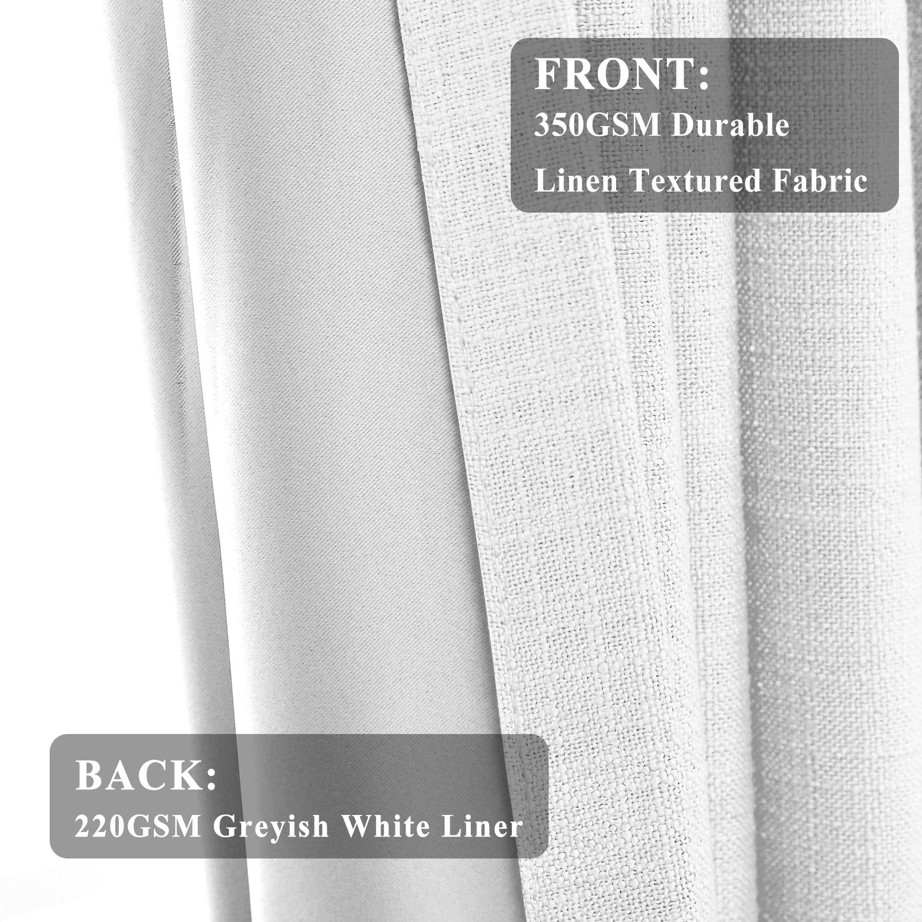 Fcosie Fcosie Extra Wide Blackout Curtain Panels 120 Inches Wide Flax Linen Curtains Grommet Room Darkening Drapes for Sliding Door Patio Door Indoor Outdoor - 1 Panel (120" Wx 96" L, Cream White)