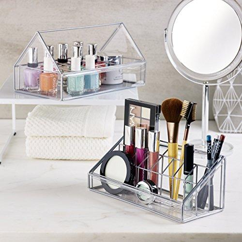 Design Ideas Design Ideas Lookers Makeup Organizer, Soft Vinyl and Steel Organizer, 12 Compartment Storage, Clear