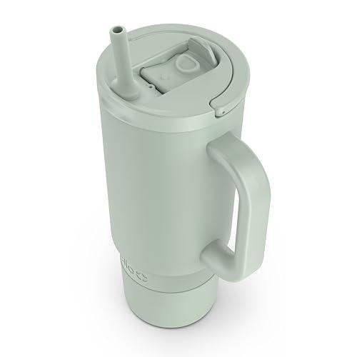 Ello Ello Port 30oz Tumbler with Carry Loop & Integrated Handle | Vacuum Insulated Stainless Steel Reusable Water Bottle Travel Mug | Leak Proof Lid | Flexible Straw | BPA-Free | Dishwasher Safe | Sage