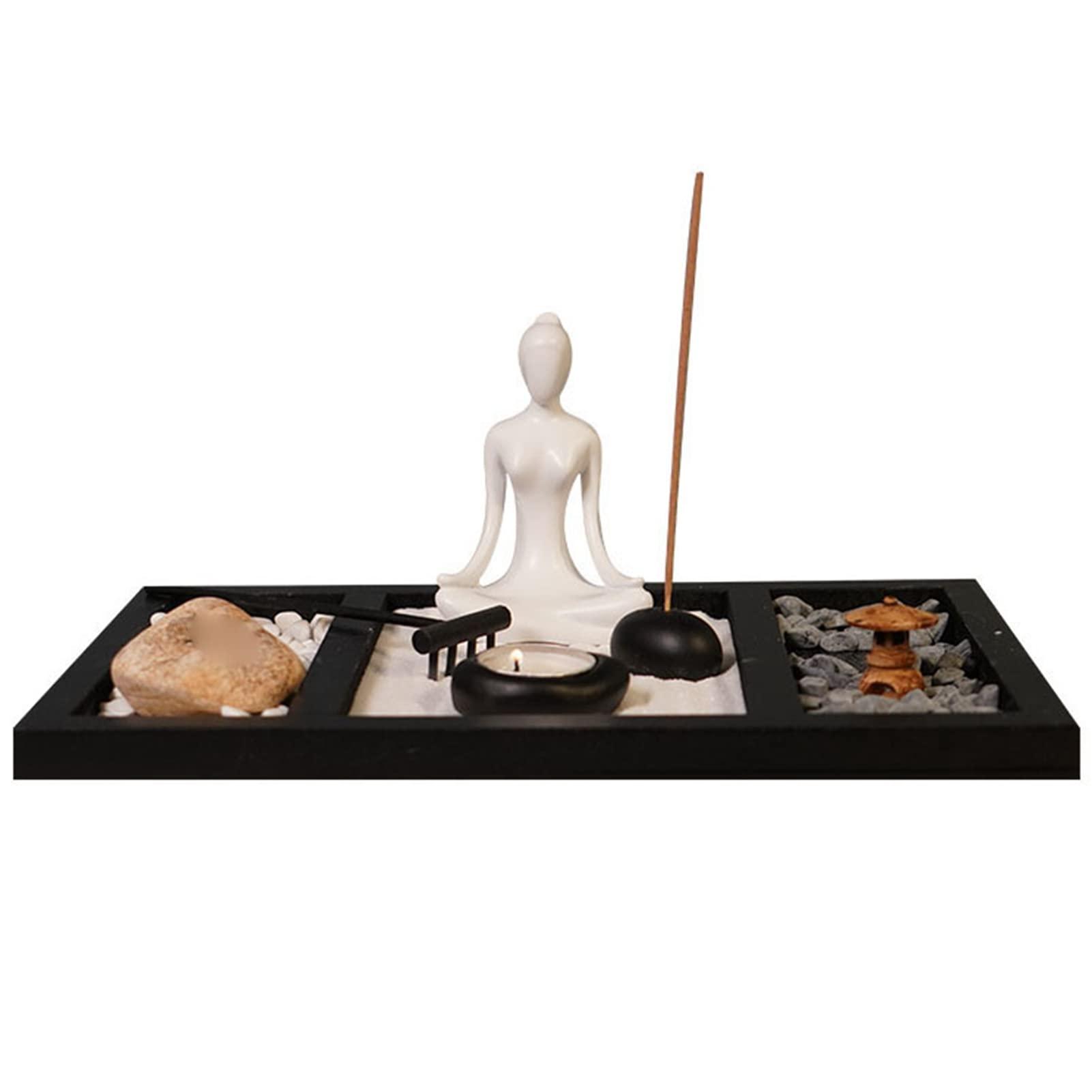AYNEFY Religious Goods Buddhist Supplies Zen Garden Candle Holder Home Ornament Exquisite Beautiful Zen Stone Candle Holder Table Decoration for Meditation Relaxation Zen Garden Candle
