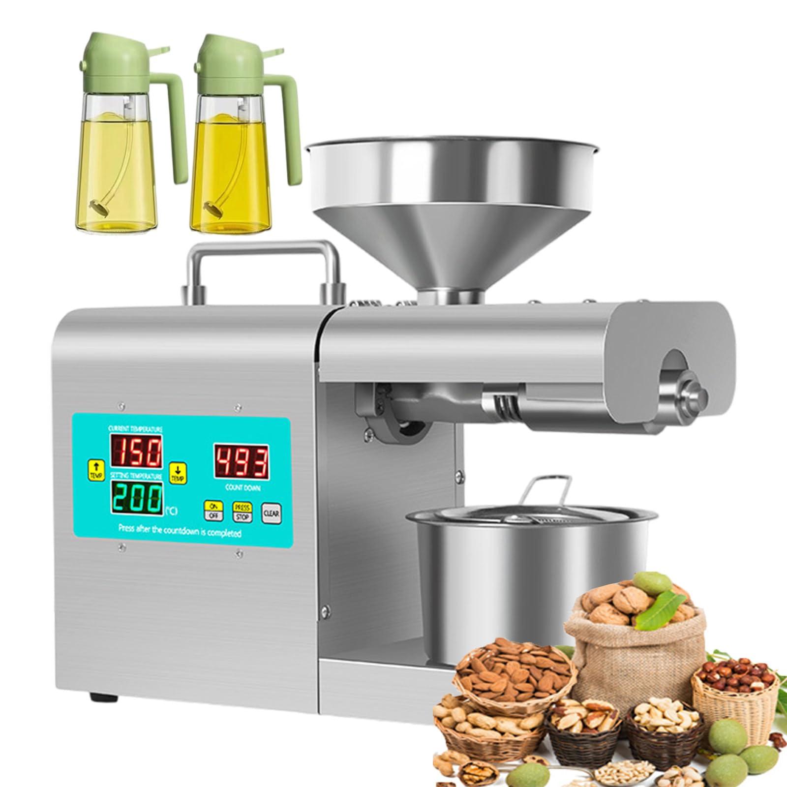 forplubossmmp Automatic Oil Press Machine with Cold Pressing and Hot Pressing Modes, Electric Oil Expeller Machine Stainless Steel Oil Press for More Than 20 Kinds Of Raw Materials, High Oil Yield