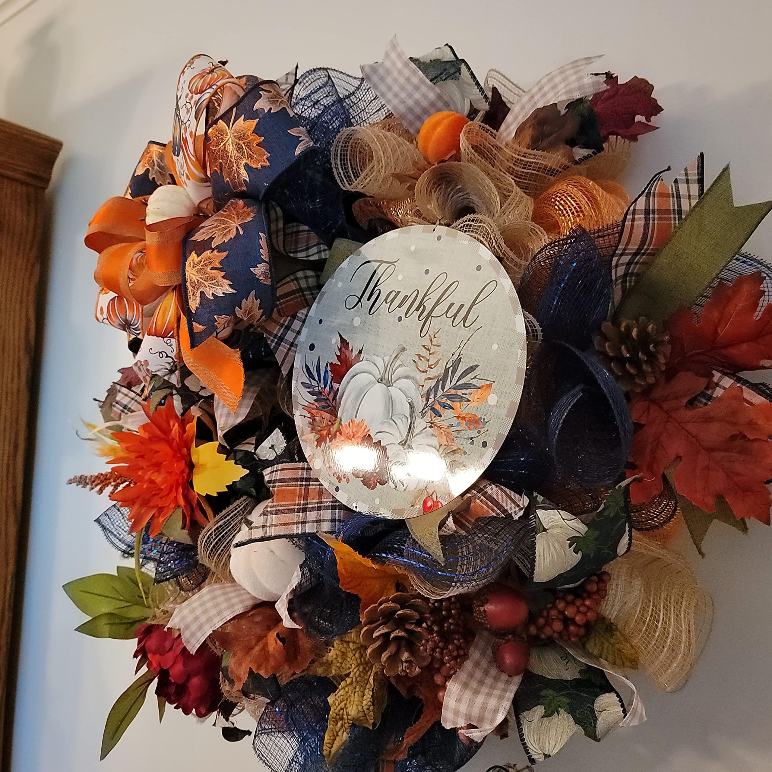 Generic Fall Deco Mesh Wreath, Thanksgiving Wreath