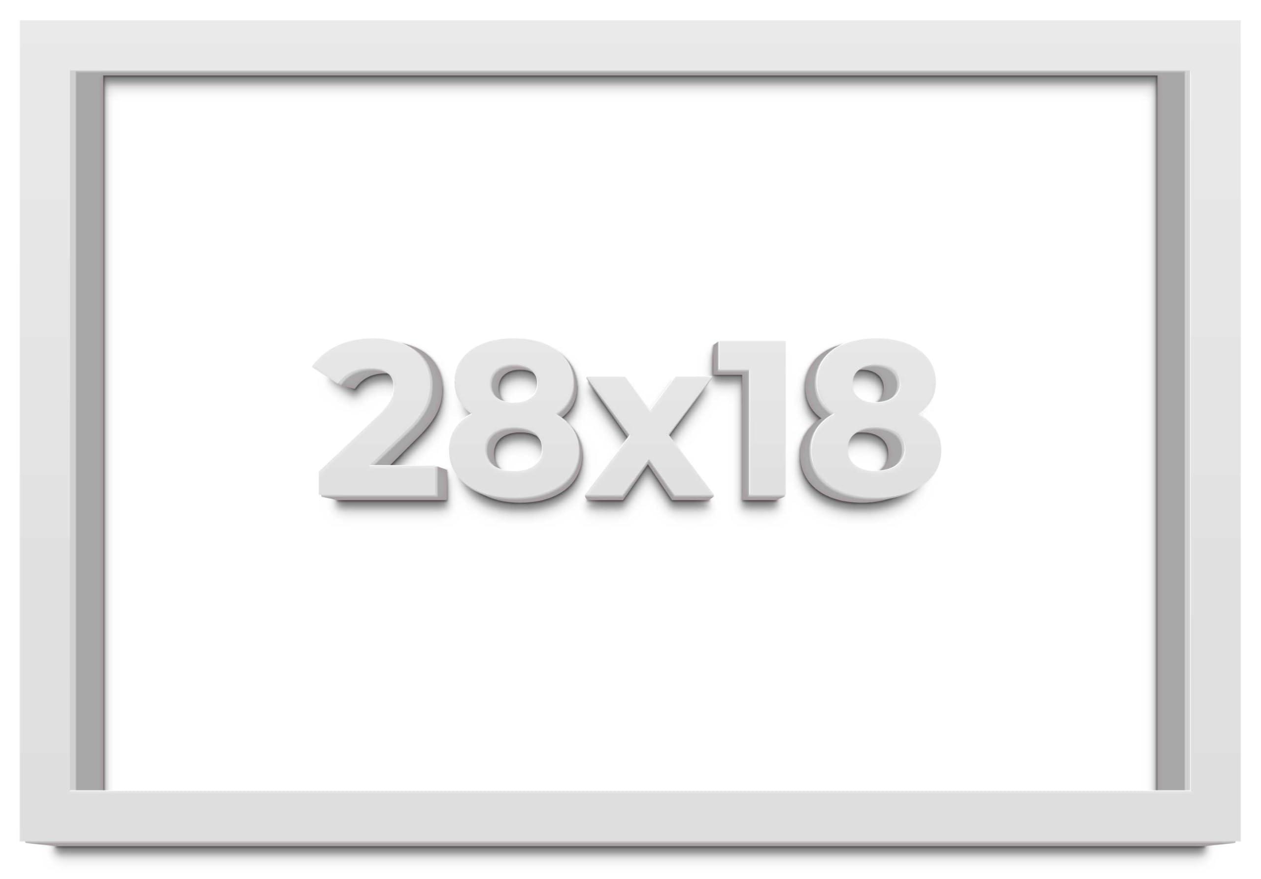 Poster Palooza 28x18 Shadow Box White Display Frame | 2 Inch Rabbet Depth | 1.25 Inch Moulding Width | Includes Shatter Resistant Acrylic Plexiglass, Foam Board Backing and Hanging Hardware