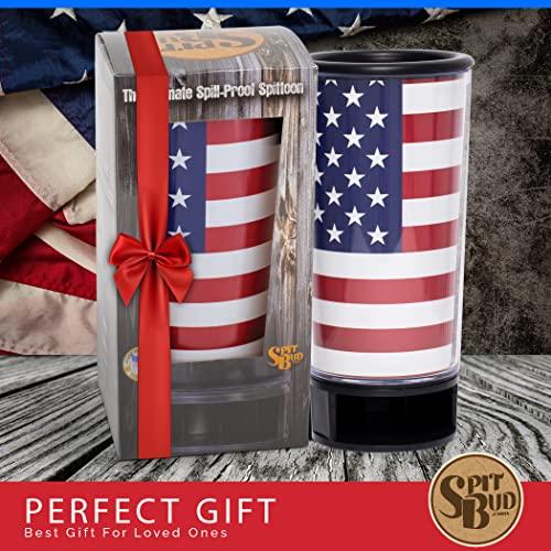 Spit Bud Spit Bud Portable Spittoon Bottle - Cupholder Friendly - Spill Resistant - Built in Can Opener and Holder - USA Flag by Spit Bud
