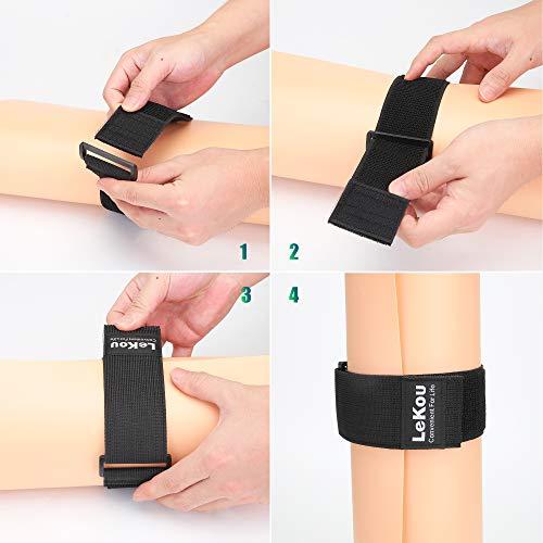 lekou Lekou Elastic Cinch Straps 2\" x 18\" (8 Pack) , Stretchy Hook and Loop Storage Straps Hook and Loop Cinch Strap with Buckle - Bicycle, Truck, Boat Extension Cords, Ropes, Hoses Garage & RV Organization