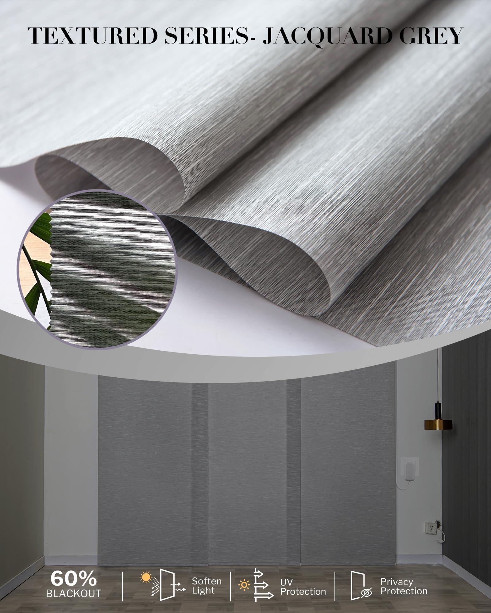 Graywind Graywind Manual Sliding Panels Light Filtering Privacy Panel Track Blinds Wand Control Window Blinds for Patio Sliding Glass Door Large Windows Width Up to 153", Custom Size (Jacquard Grey)