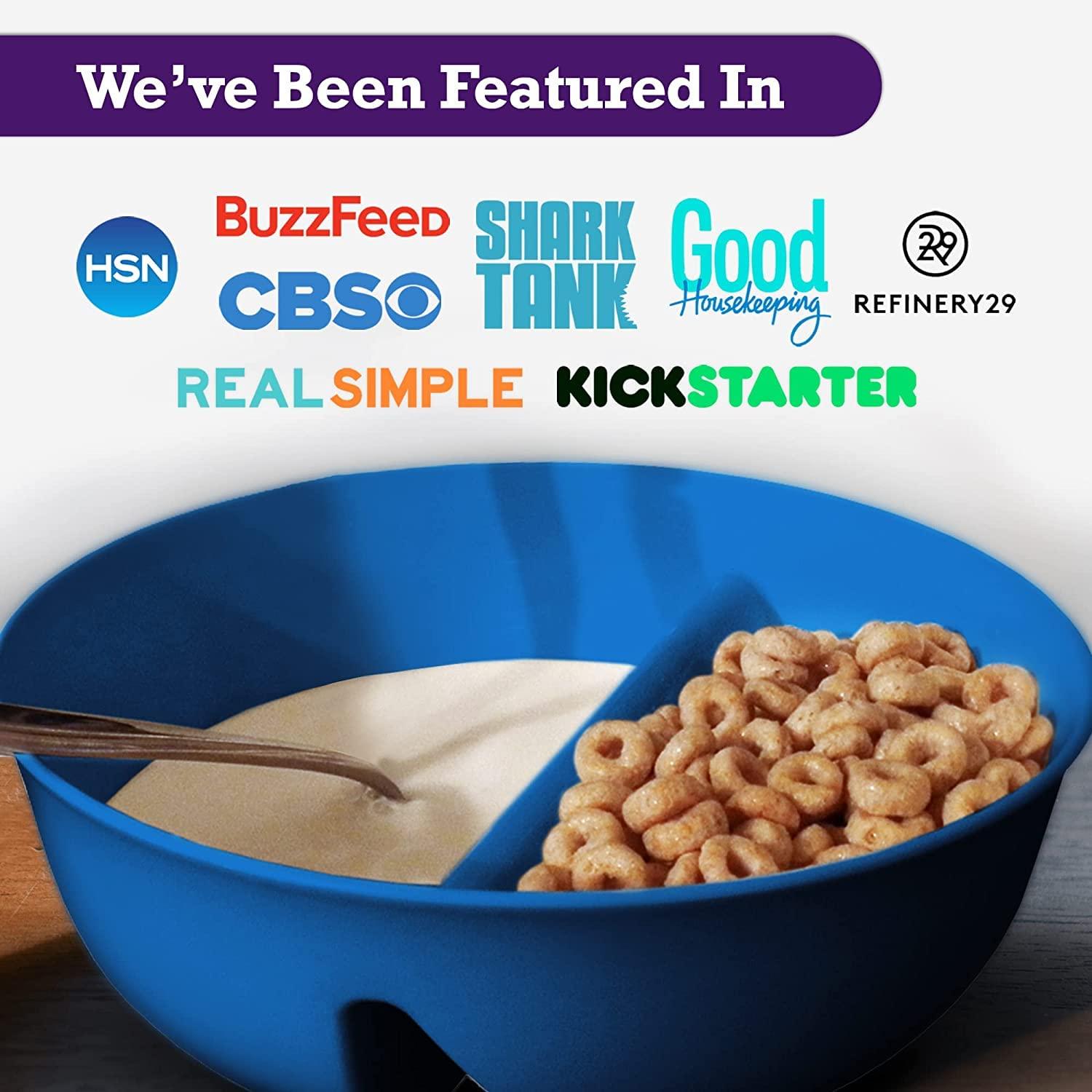 Just Solutions 3 Pack - Just Crunch Anti-Soggy Cereal Bowl - Keeps Cereal Crunchy | BPA Free | Microwave Safe | Ice Cream & Topping, Yogurt & Berries, Fries & Ketchup & More Red, White & Blue