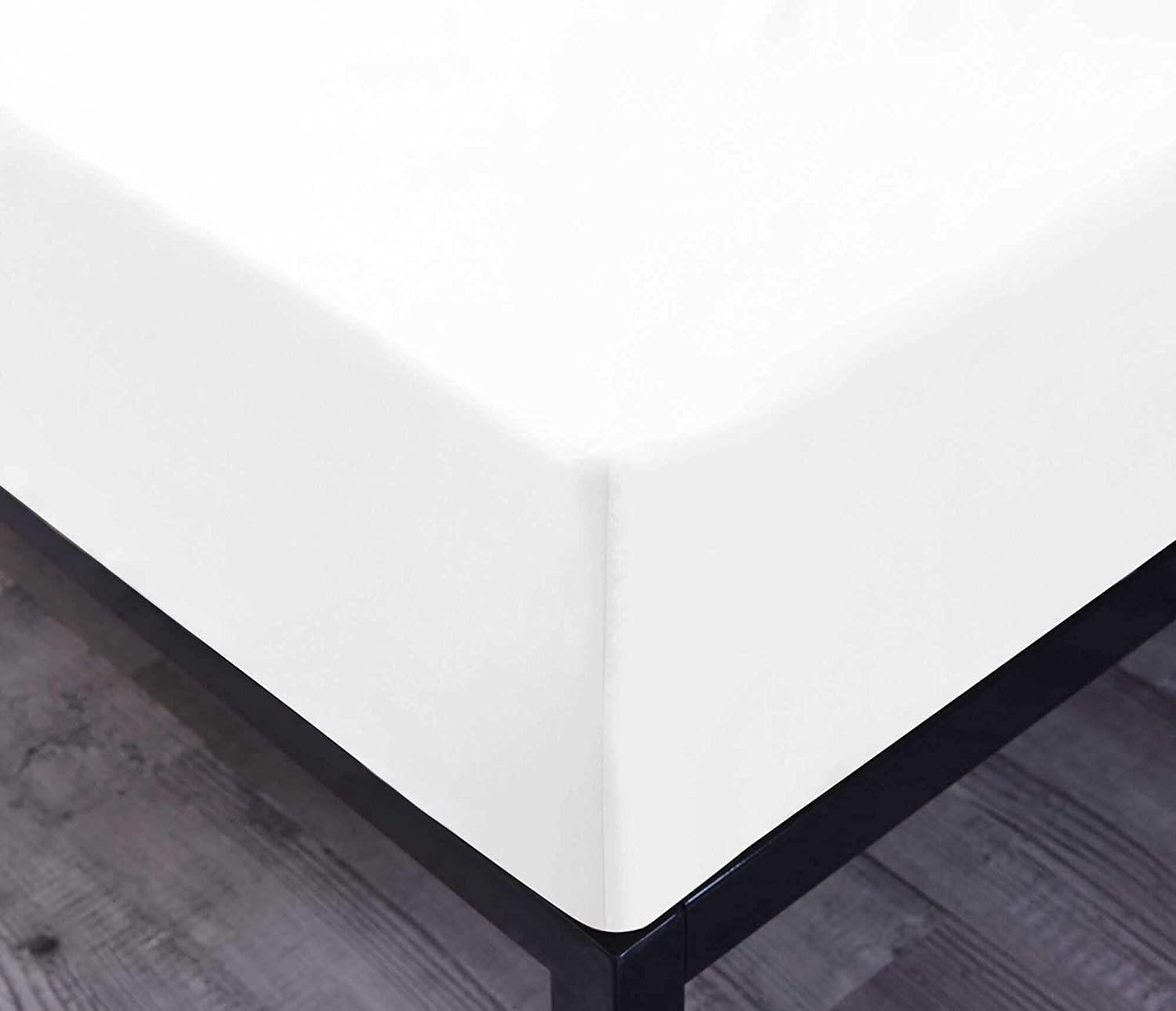 SRP Linen 400 Thread Count Luxury Twin XL Size, Egyptian Cotton 1 Pc Fitted Sheet 100% Egyptian Cotton Premium Long Staple Fits 16 Inch Deep Pocket Color White Solid Pattern