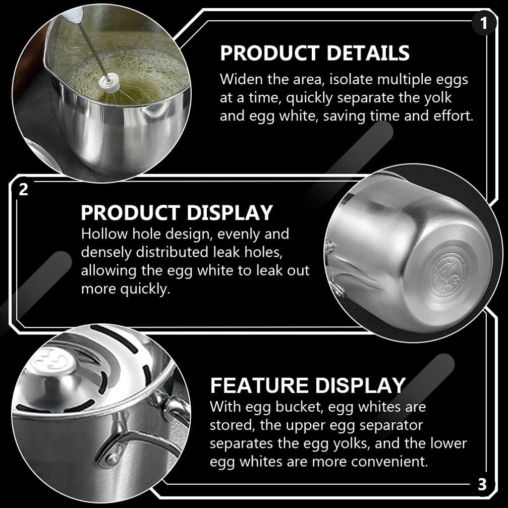 MARURY Egg Separator Egg Yolk White Separator Tool with Lid, Food Grade Egg Divider Stainless Steel Egg Sieve Kitchen Gadget Cooking Baker Tool Egg Extractor