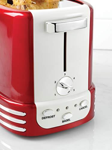 Nostalgia Nostalgia New and Improved Wide 2-Slice Toaster Perfect For Bread, English Muffins, Bagels, 5 Browning Levels, With Crumb Tray & Cord Storage, Retro Red