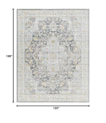 MARK & DAY Mark&Day Area Rugs, 10x14 Jessica Traditional Charcoal/Gray Area Rug, Grey Orange Green Carpet for Living Room, Bedroom or Kitchen (10' x 14')