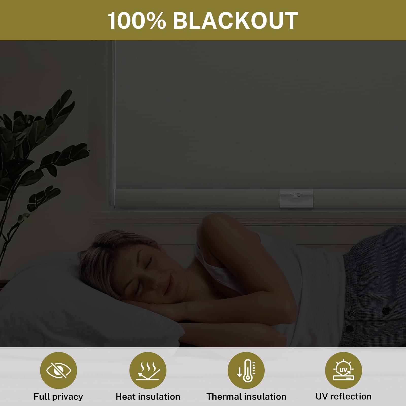 moonice Moonice No Drill Cordless Roller Blinds Waterproof Blackout Blinds for Windows, No Screw Roller Shades Thermal Insulated UV Protection Privacy Window Shades for Home,Office,Bedroom,Door,Khaki