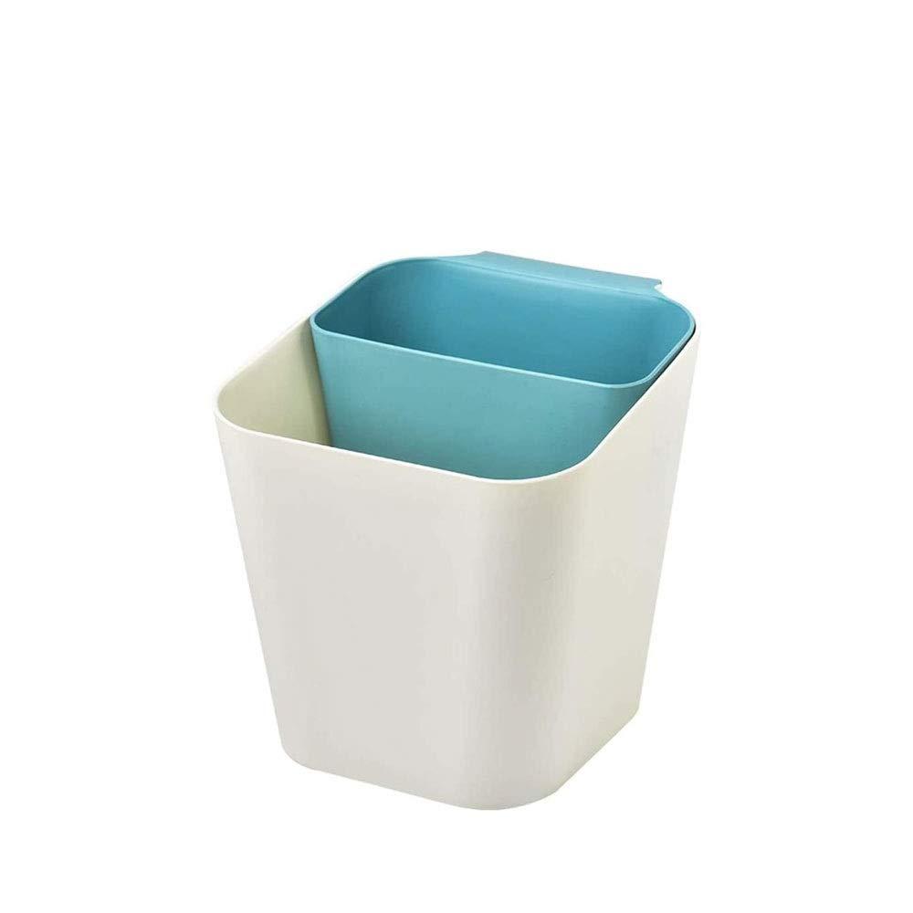 Suuim Garbage Bin Kitchen Hanging Trash Can, Plastic Rectangular Garbage Can, Dry and Wet Sorting, Movable Waste Bin Connected in Kitchen, Office Drawer, Clapboard, Living Room and Bathroom Kitchen T
