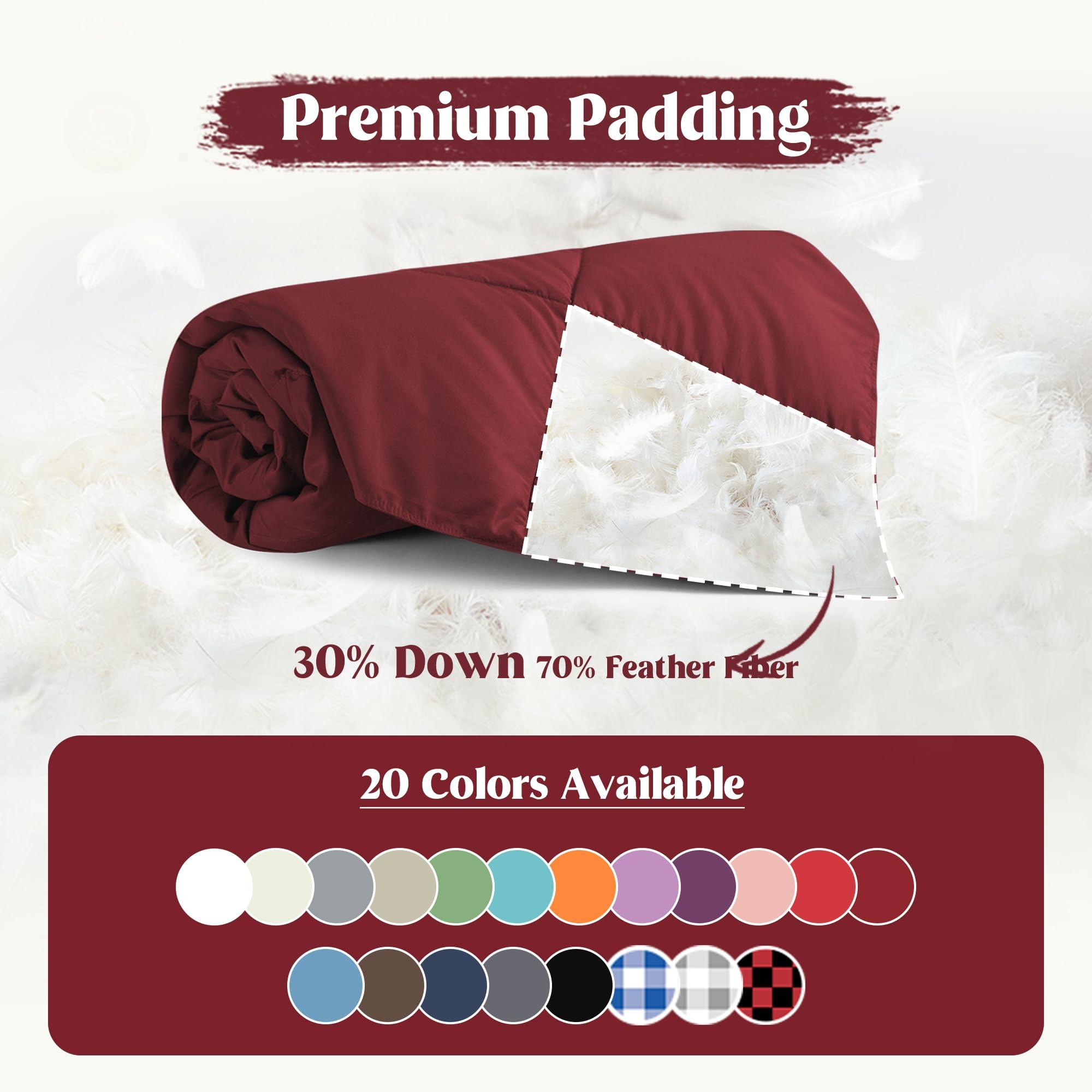 puredown Puredown Soft Feather Down Throw Blanket Lightweight Packable Couch Throw for Indoor and Outdoor Use, 50\"X70\", Wine