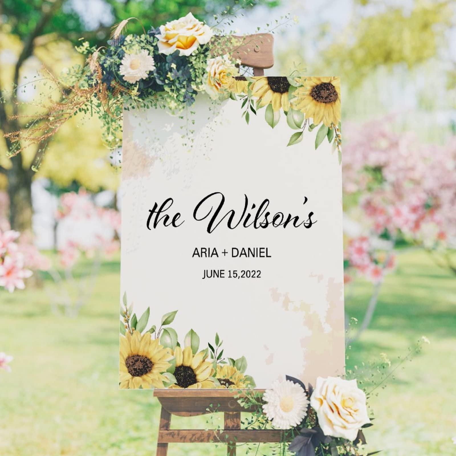 SILYHEART Welcome Wedding Sign, Personalized Welcome Wedding Sign, Welcome To Our Wedding, Wedding Reception Poster, Entrance Wedding Decor, Wood Wedding Sign, 20x30in