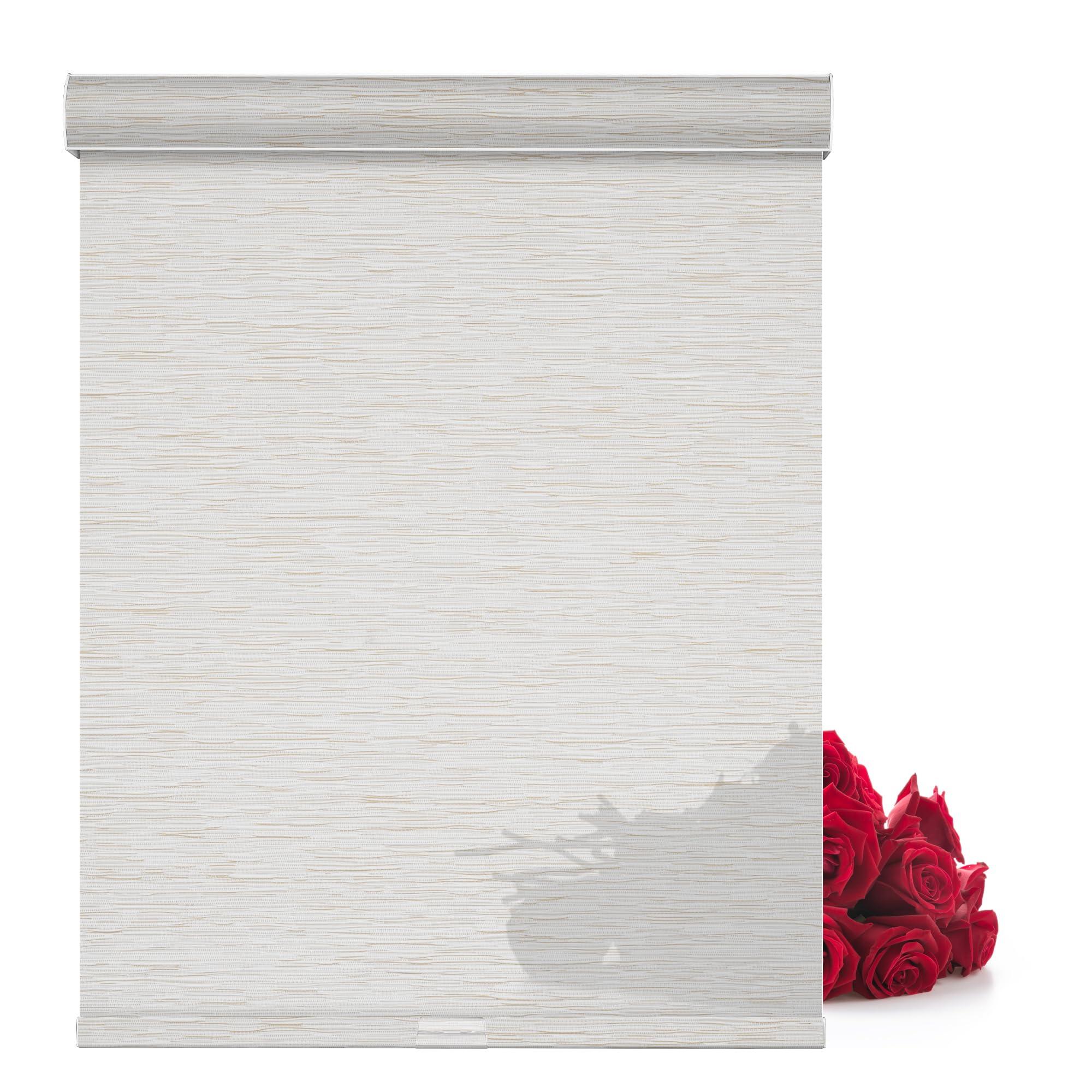 Sulugood Sulugood Roller Shades for Windows,Light Filtering Roller Blinds with Cassette Valance,Window Blinds,Jacquard Thermal Insulation Energy Saving Cordless Shades for Home Door,Beige,51" W x 56" H