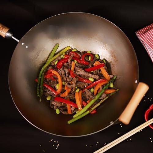 JOYCE CHEN JOYCE CHEN Classic Series 14-Inch Carbon Steel Wok with Birch Handles