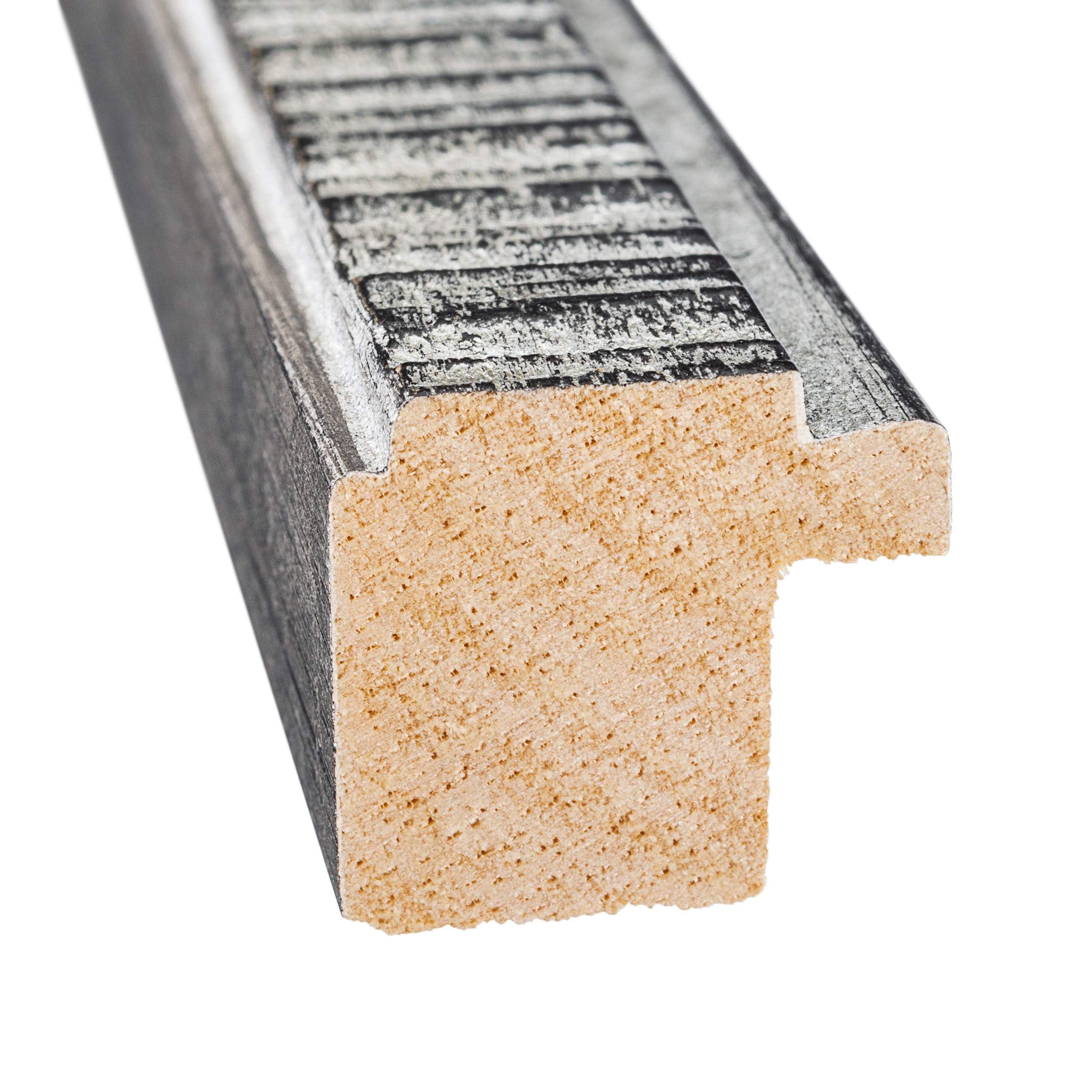 CustomPictureFrames.com 27x9 Frame Silver Grey Distressed Solid Wood Picture Frame | 0.75 Inch Moulding Width | Interior Depth 0.5 Inches | Kingsley Silver Rustic Frame with UV Acrylic, Foam Board Backing & Hanging Hardware