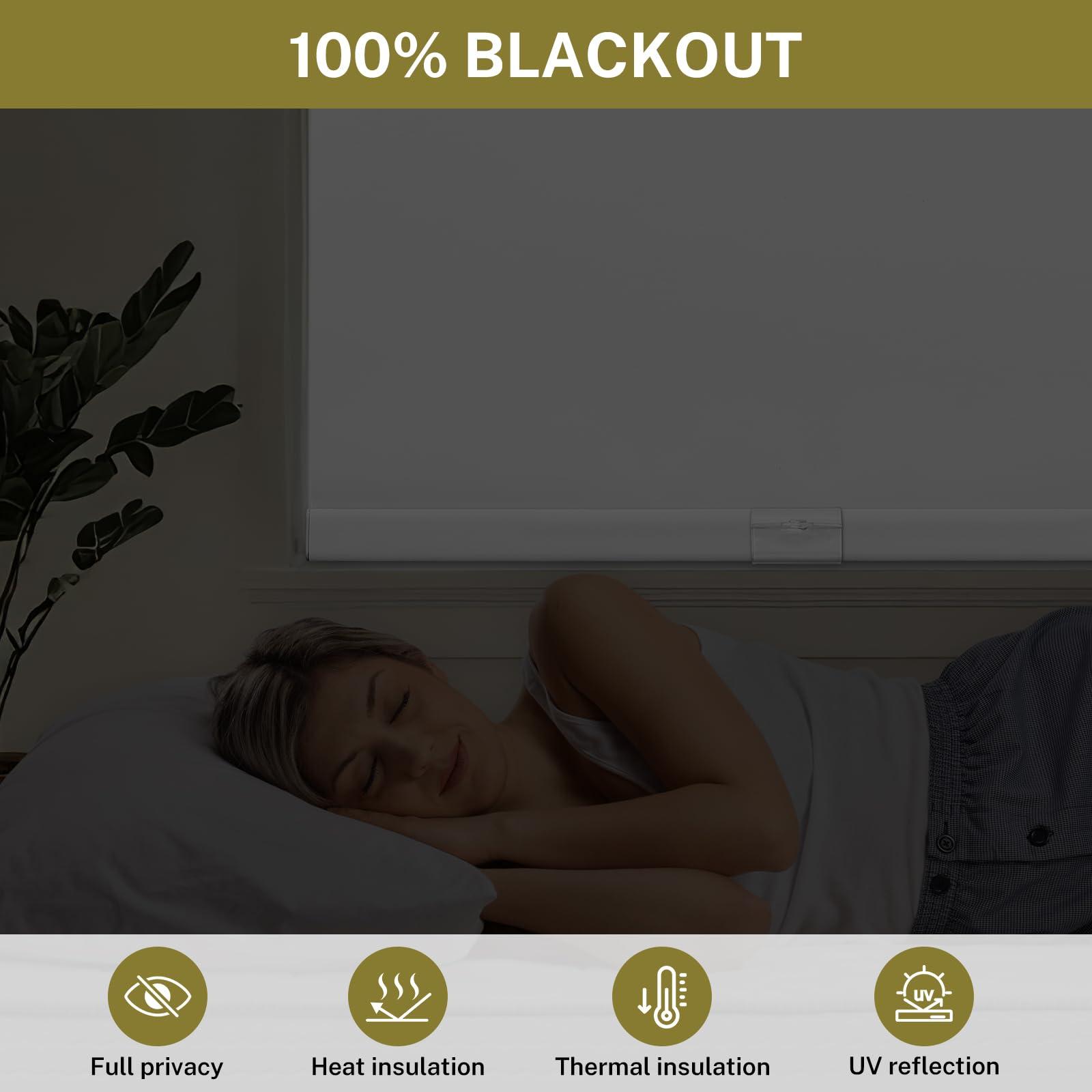 moonice Moonice No Drill Cordless Roller Blinds Waterproof Blackout Blinds for Windows, No Screw Roller Shades Thermal Insulated UV Protection Privacy Window Shades for Home,Office,Bedroom,Door,Beige