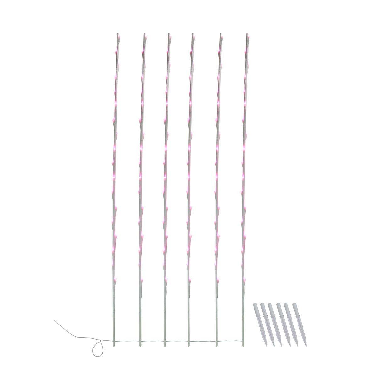 Northlight LED Lighted Branch Outdoor Christmas Lawn Stakes - Pink - 13.5\' White Wire - 6ct