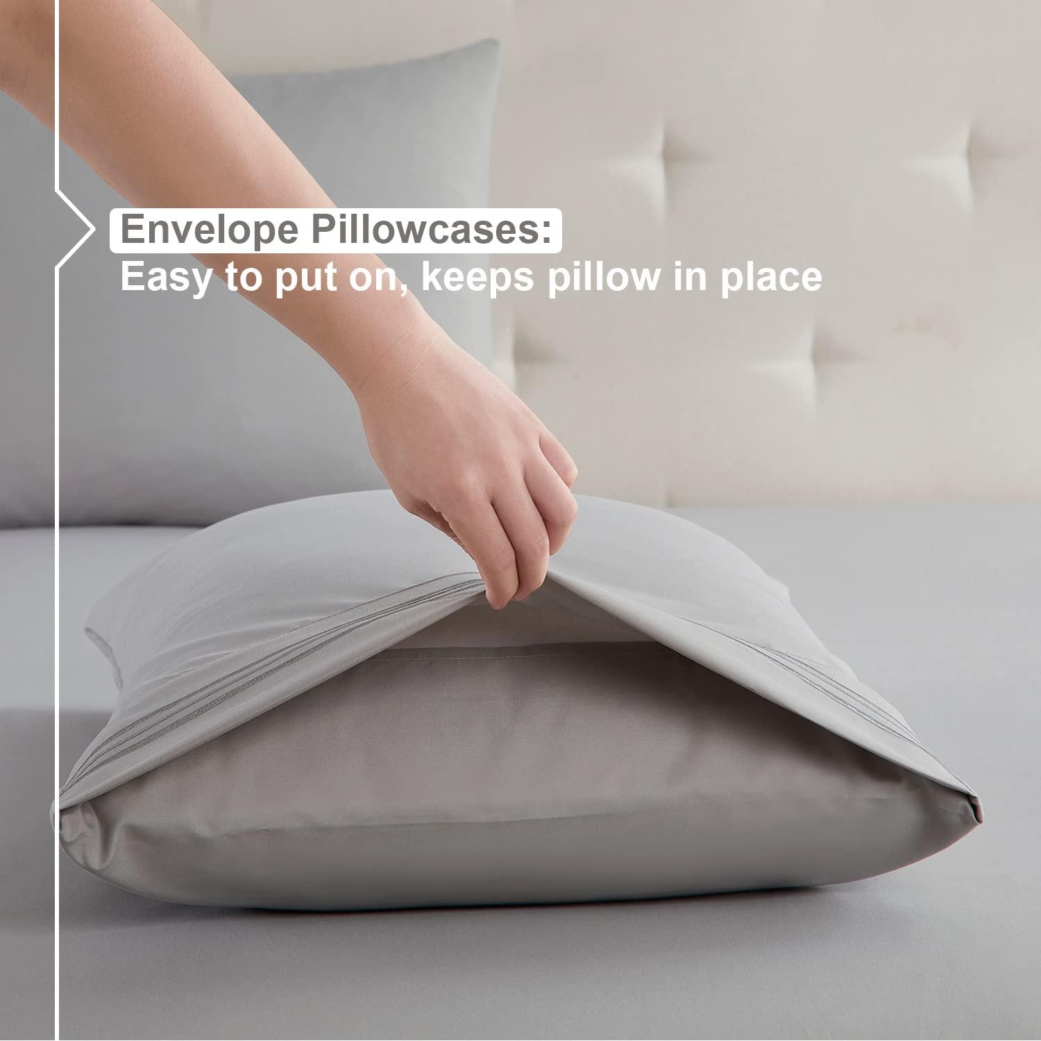 Nestl Nestl Split King Sheets for Adjustable Beds - 5 Piece Split King Sheets Set, Deep Pocket, Hotel Luxury, Extra Soft, Breathable and Cooling, Light Grey Split King Bed Sheets